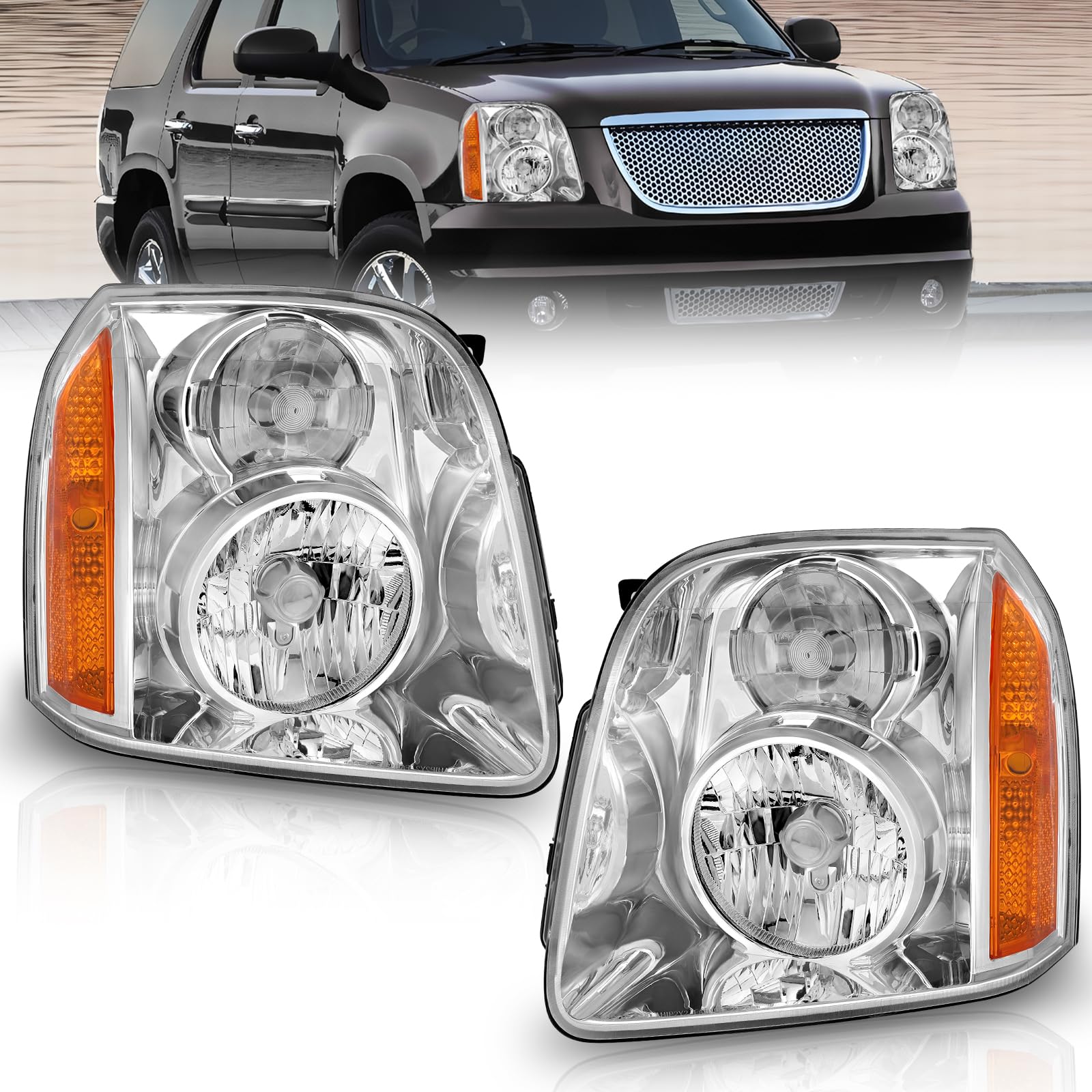 ALZIRIA Chrome Halogen Headlight Assembly
