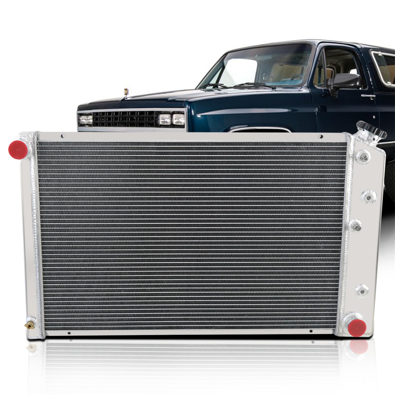 Photo 1 of 3 Row Aluminum Radiator Compatible with 1970-1987 Chevy/GMC C/K/G-Series C10 C20 C25 C30 C3500 K10 K20 Nova Camaro Blazer 1971 1972 1973 1975 1980 1983 1985 radiators