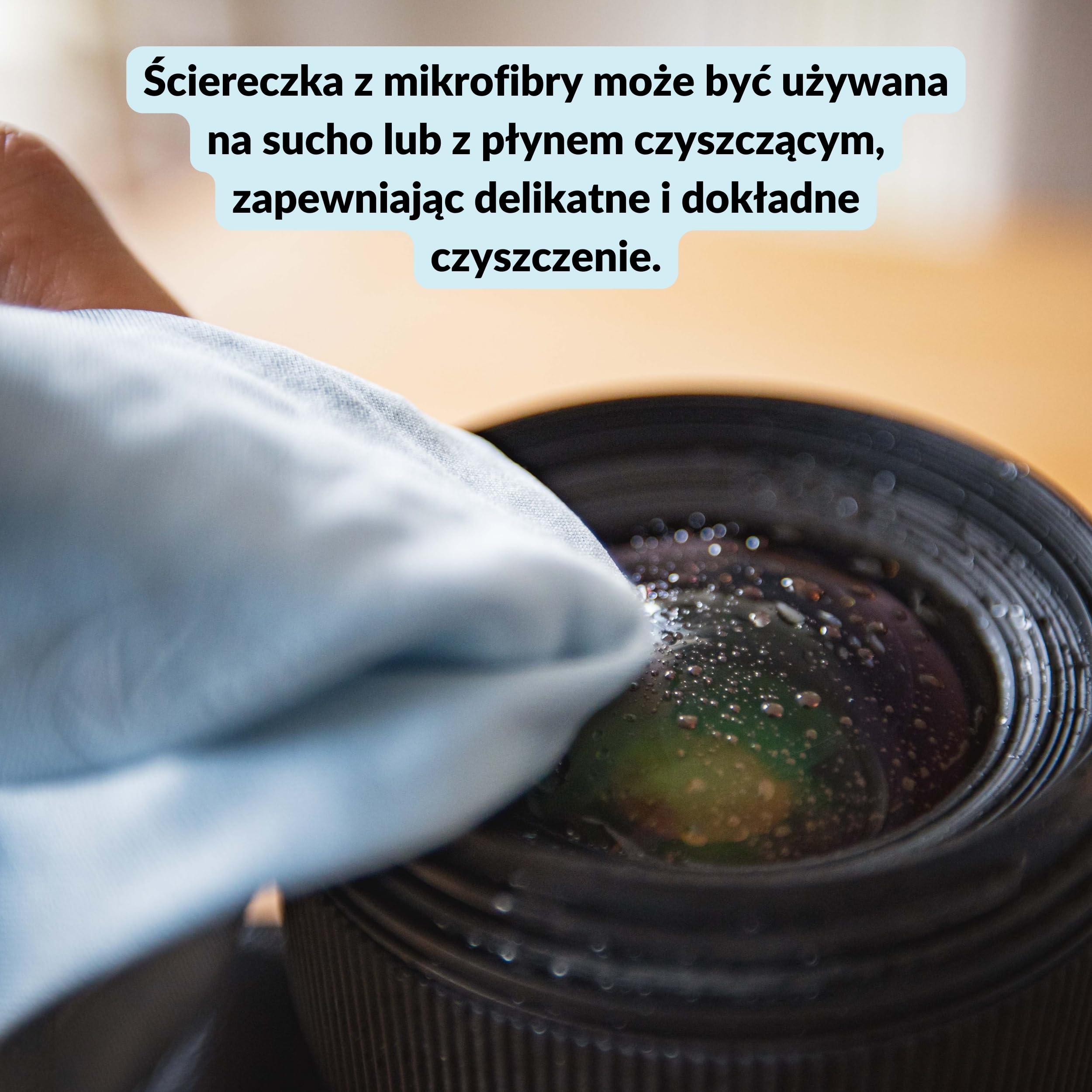 LENS-AID ściereczka z mikrofibry 20x20 cm z etui i karabińczykiem | bezpyłowa, 20 x 20 cm, 190 g/m², pranie w 30 °C, etui z karabińczykiem, aparat, okulary i ekran