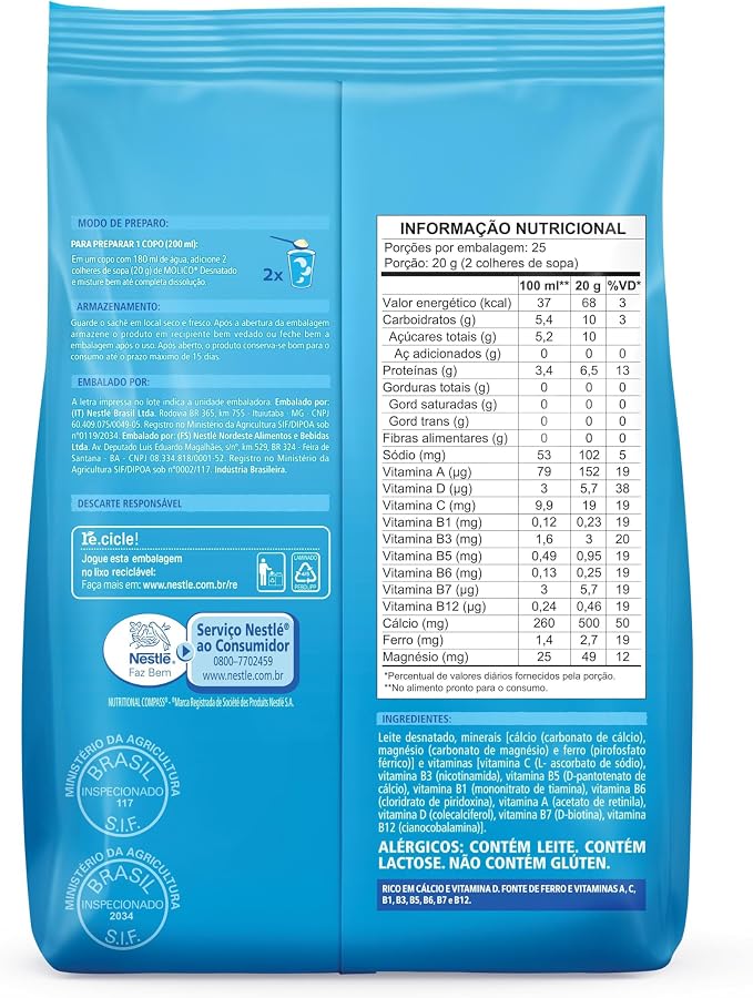 Detalhe do rótulo com informações nutricionais