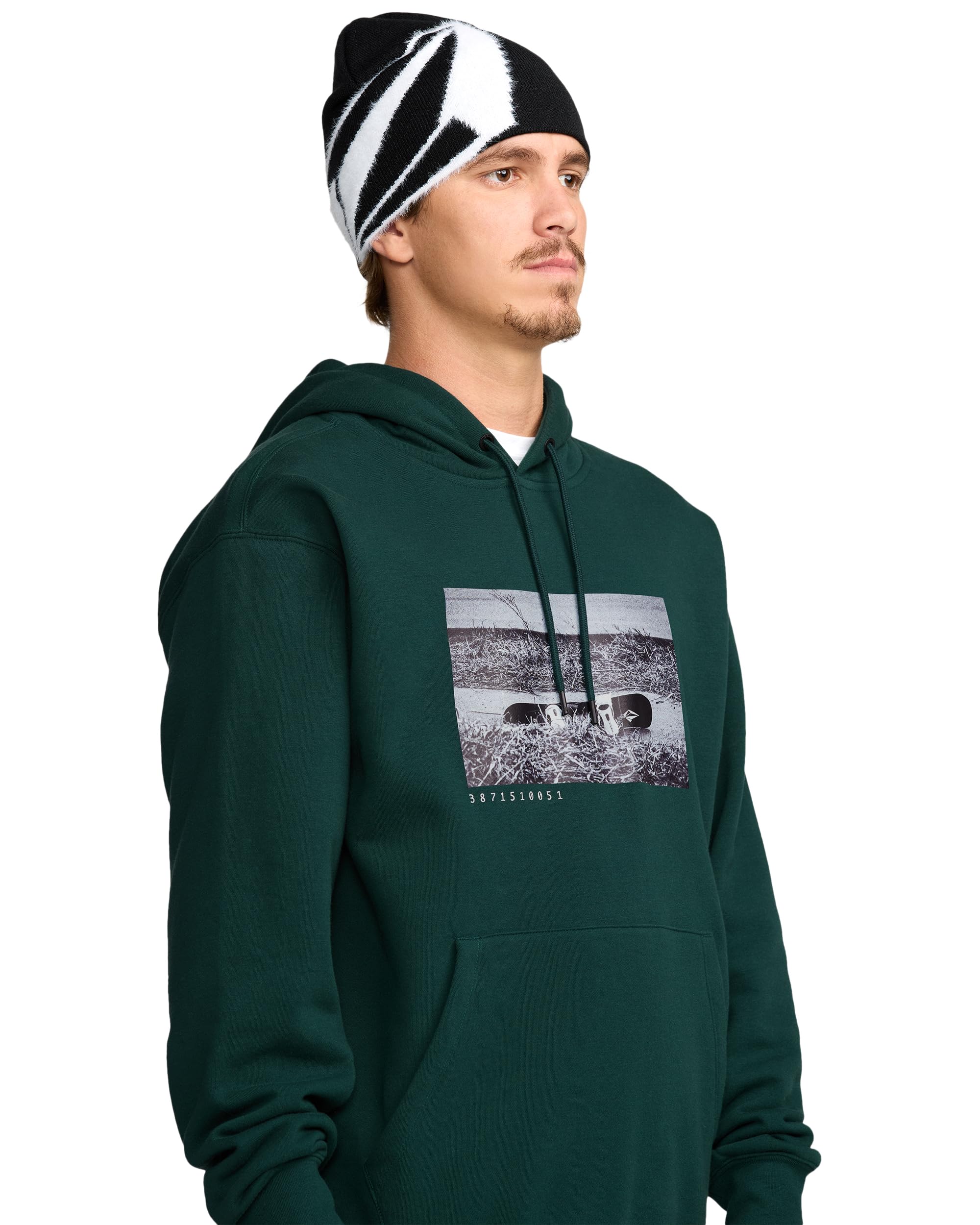 Volcom Męska bluza z kapturem Essential Riding - miękka polarowa bluza snowboardowa sweter, czarno-zielony, M