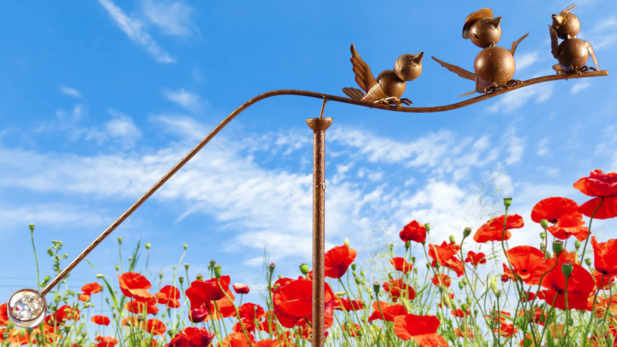 Pommerntraum ®| Windspiel Vogelwippe Metallwindspiel Vogel Vögel Gartendeko
