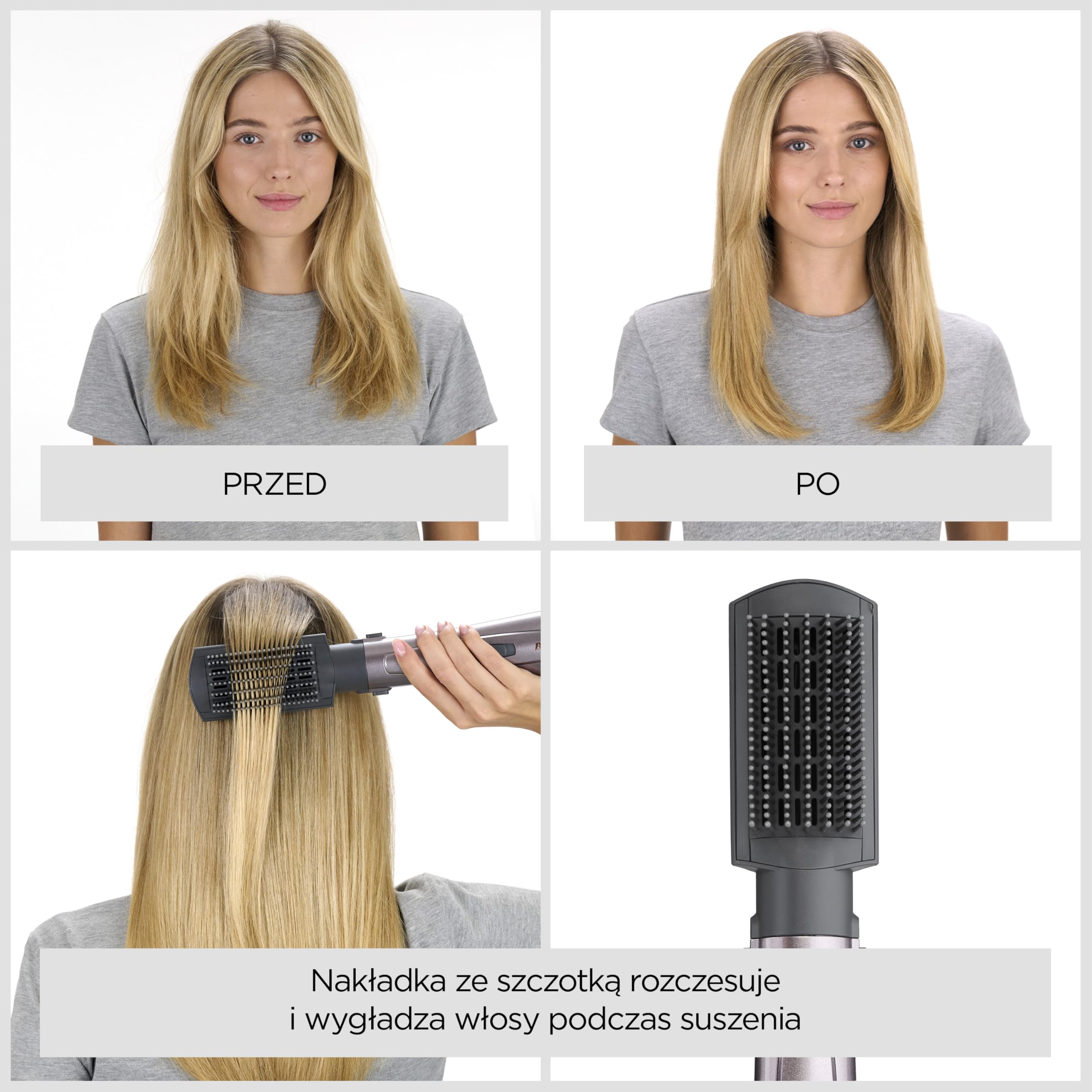 BaByliss Air Styler 1000W - wielofunkcyjna suszarka do włosów, nadająca objętość i lokówka, zaawansowany system jonizacji, kręcenia włosów, 4 nakładki, miedziano-szary, AS136E