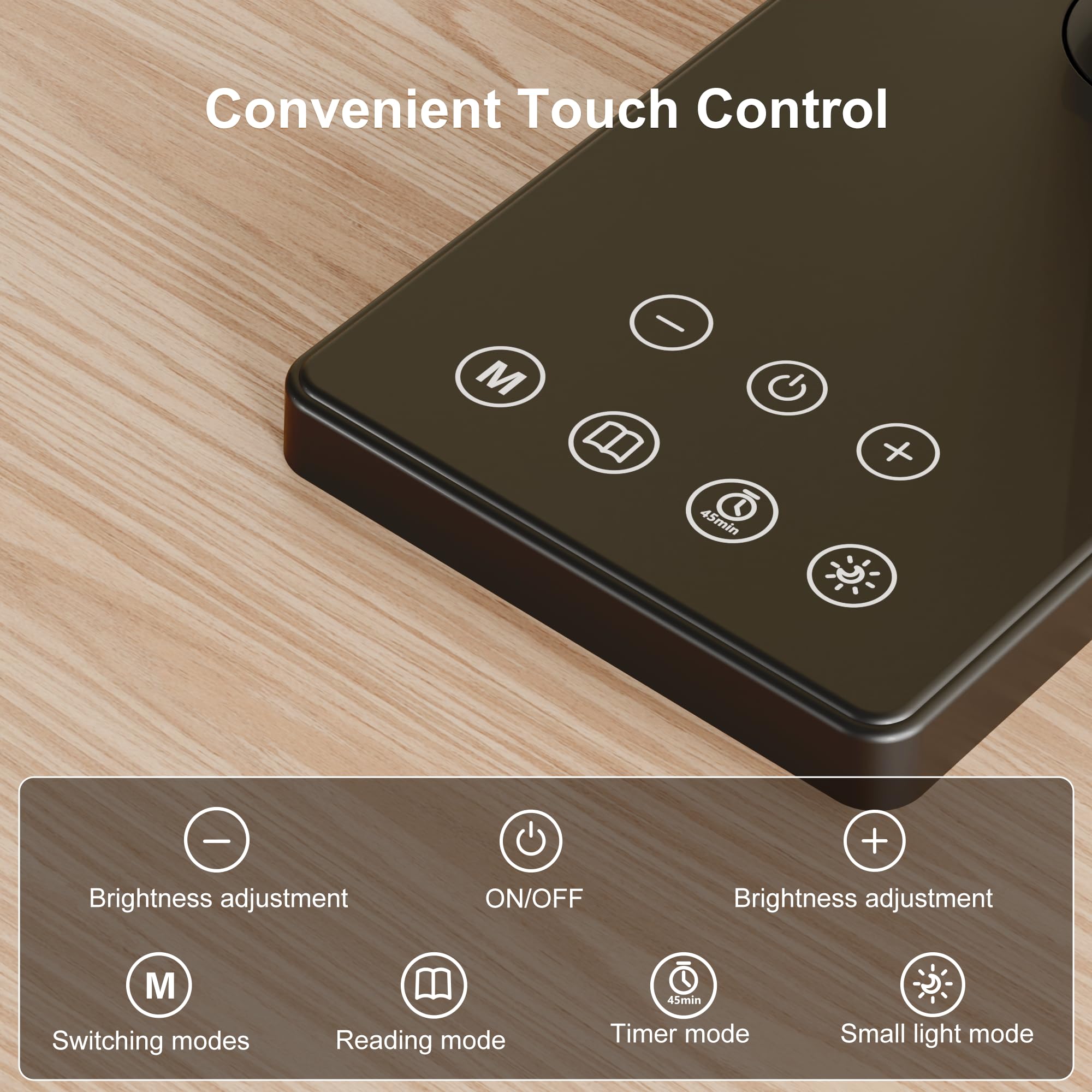 BAOZILY Lampada da Scrivania LED Lampada da Tavolo Dimmerabile per Protezione Degli Occhi, con Timer da 45 minuti, 5 Colori e 5 Livelli di Luminosità per Ufficio, Cameretta