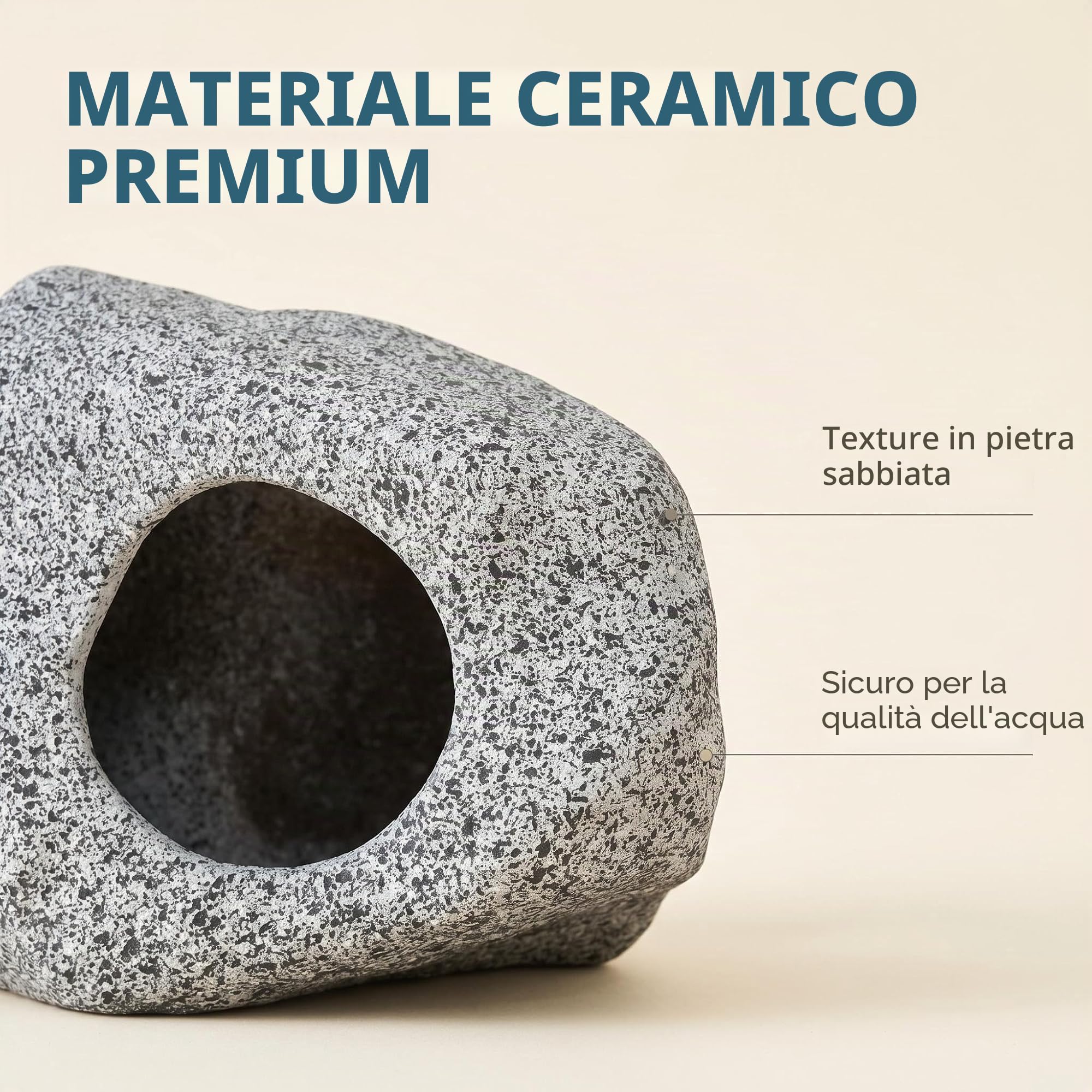 SpringSmart Grotta rocciosa per animali acquatici da riprodurre, giocare e riposare, ornamenti in ceramica sicuri e atossici, pietra decorativa per Betta