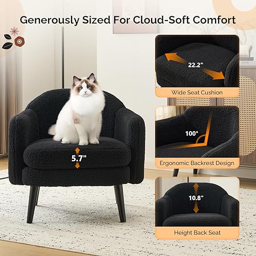 Miniatura 4 de VINGLI Juego de 2 sillones modernos de 30.3 pulgadas de ancho con reposabrazos de pista, patas de madera maciza, cómodas sillas tapizadas, sofá