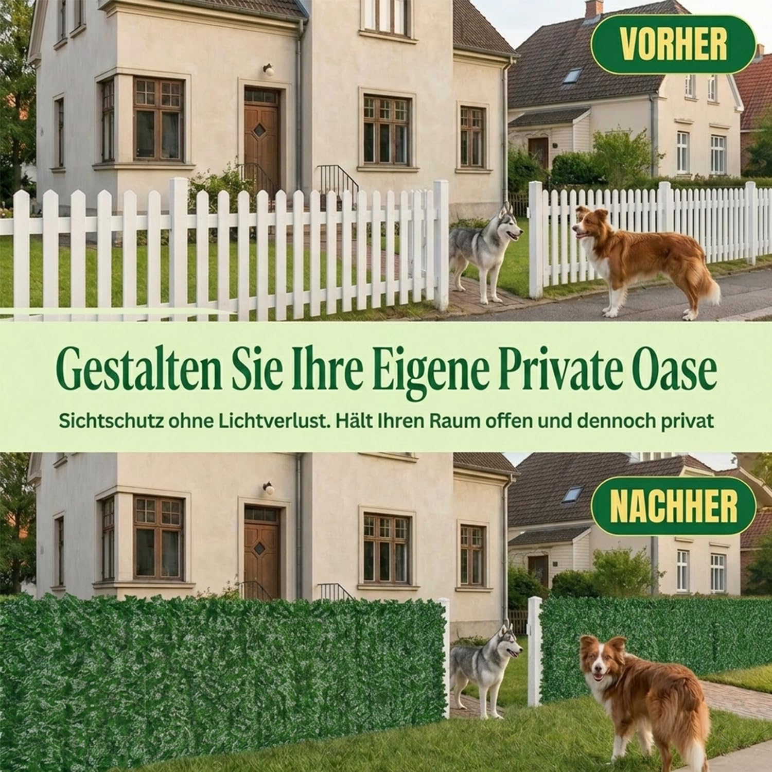 Künstliche Efeu Garten Sichtschutz,Balkon Sichtschutz,Künstliche Efeu Blatt Dekoration für Gartenhecken Balkon Außendekoration 100 x 300 cm