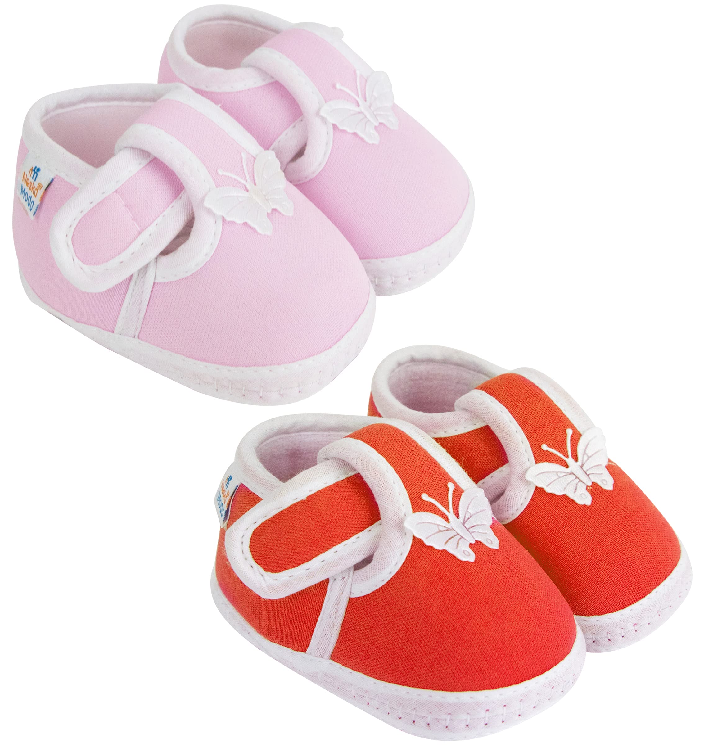 Neska Moda Set of 2 Pair Baby Boys & Baby Girls Butterfly Hook & Loop Cotton Booties For 0 to 6 Months (Pink,Red) -BT1114andBT1121 (B09TW7CQN6) Amazon Price History, Amazon Price Tracker