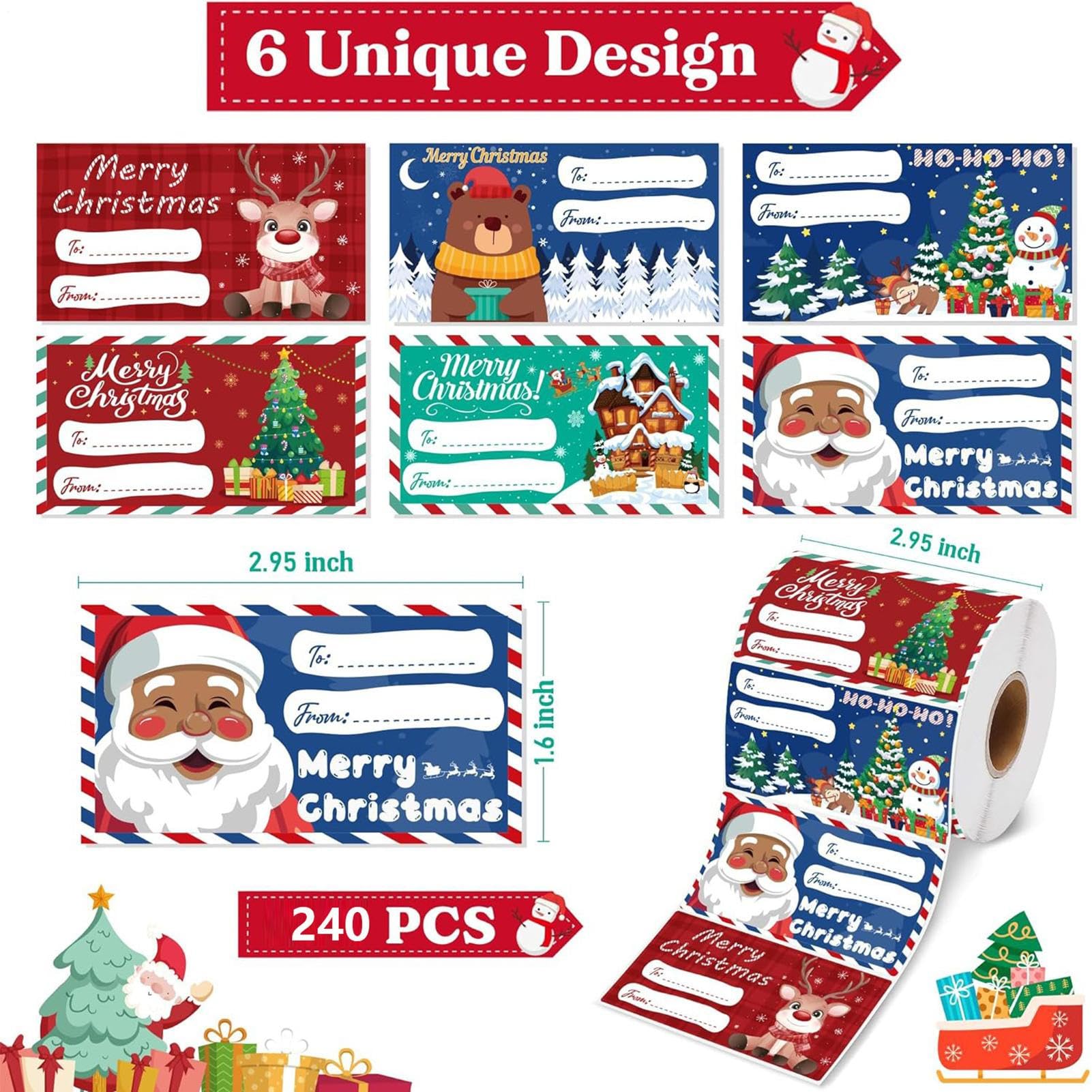 Adesivi Etichette Natale Decorazioni Cartellini Festive