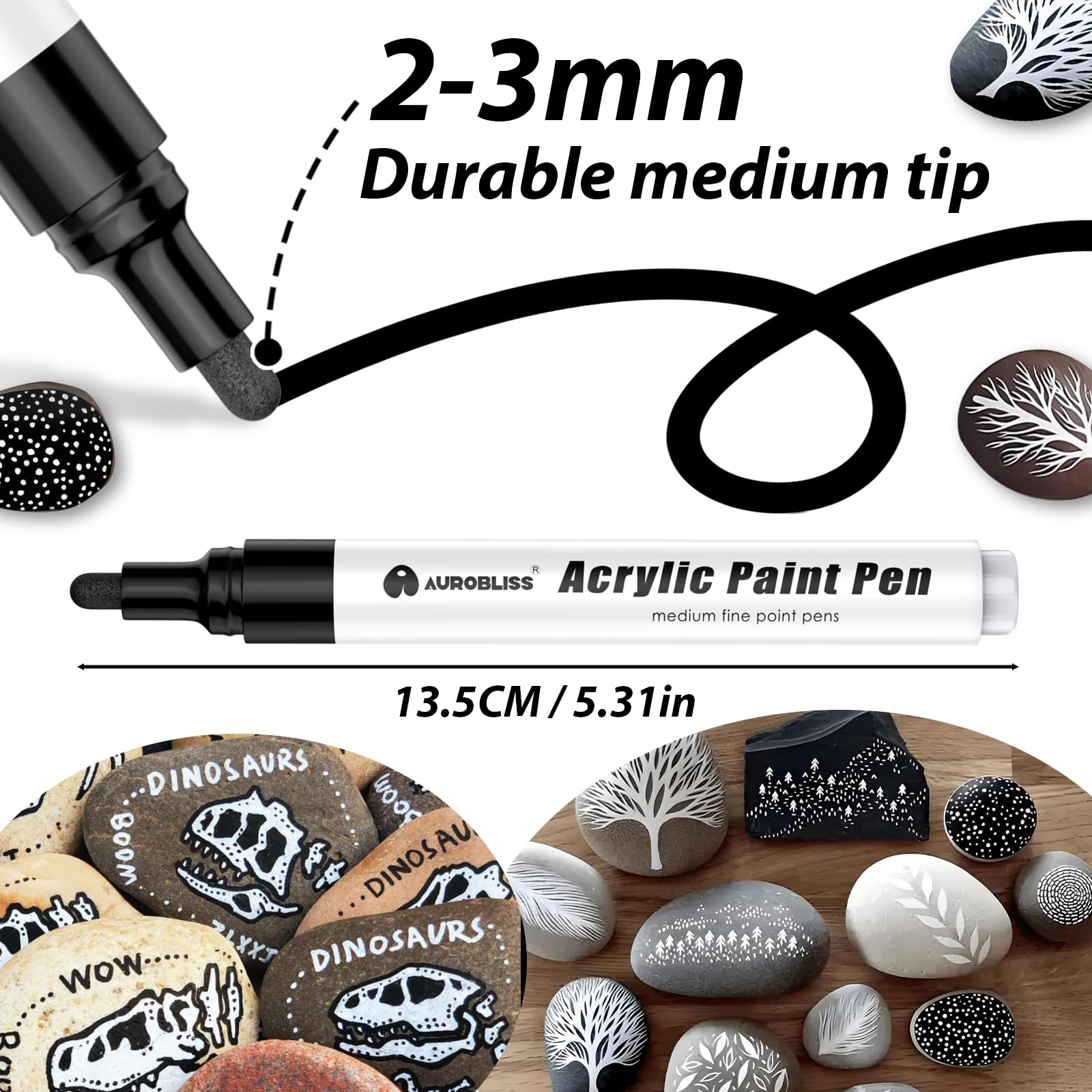 Pennarelli Indelebili Nero 5 Pezzi - Punta Media 2-3mm Per Superfici Multiple