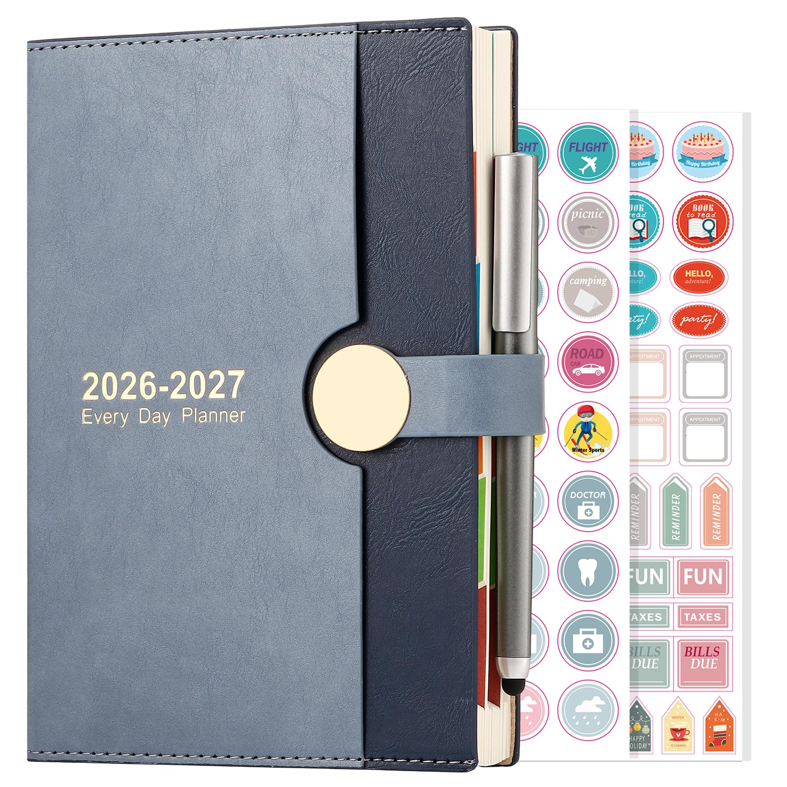 Academic Diary 2026-2027 A5 Page a Day, from August 2026 to August 2027, 13 Months Daily Planner,Hardcover Diary with Pen (Blue)
