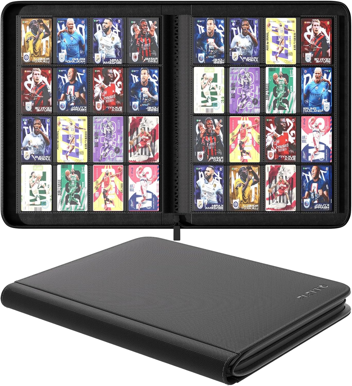 Premium 16 Pocket Card Binder, Flekko Trading Card Binder for 1000+ Cards,Trading Card Sleeve,TCG Card Holder for Game Card, Sports Card, Yugioh, MTG. (Black)