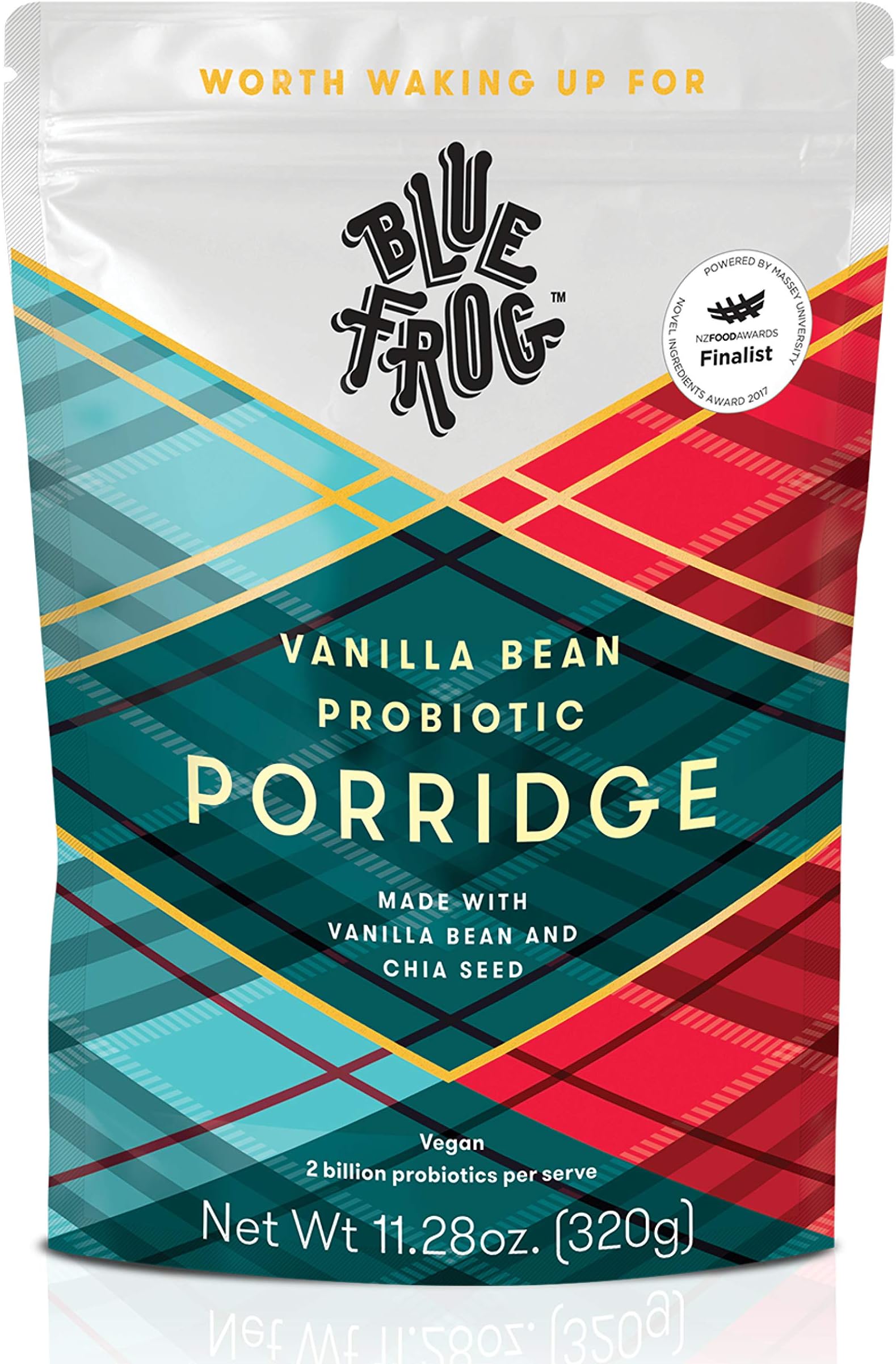 Probiotic Porridge By Blue Frog Breakfast - Natural Whole Food Ingredients - 8 Serves per pack - A Delicious Vegan Instant Porridge from Rolled Oats - Vanilla Bean and Chia Seed