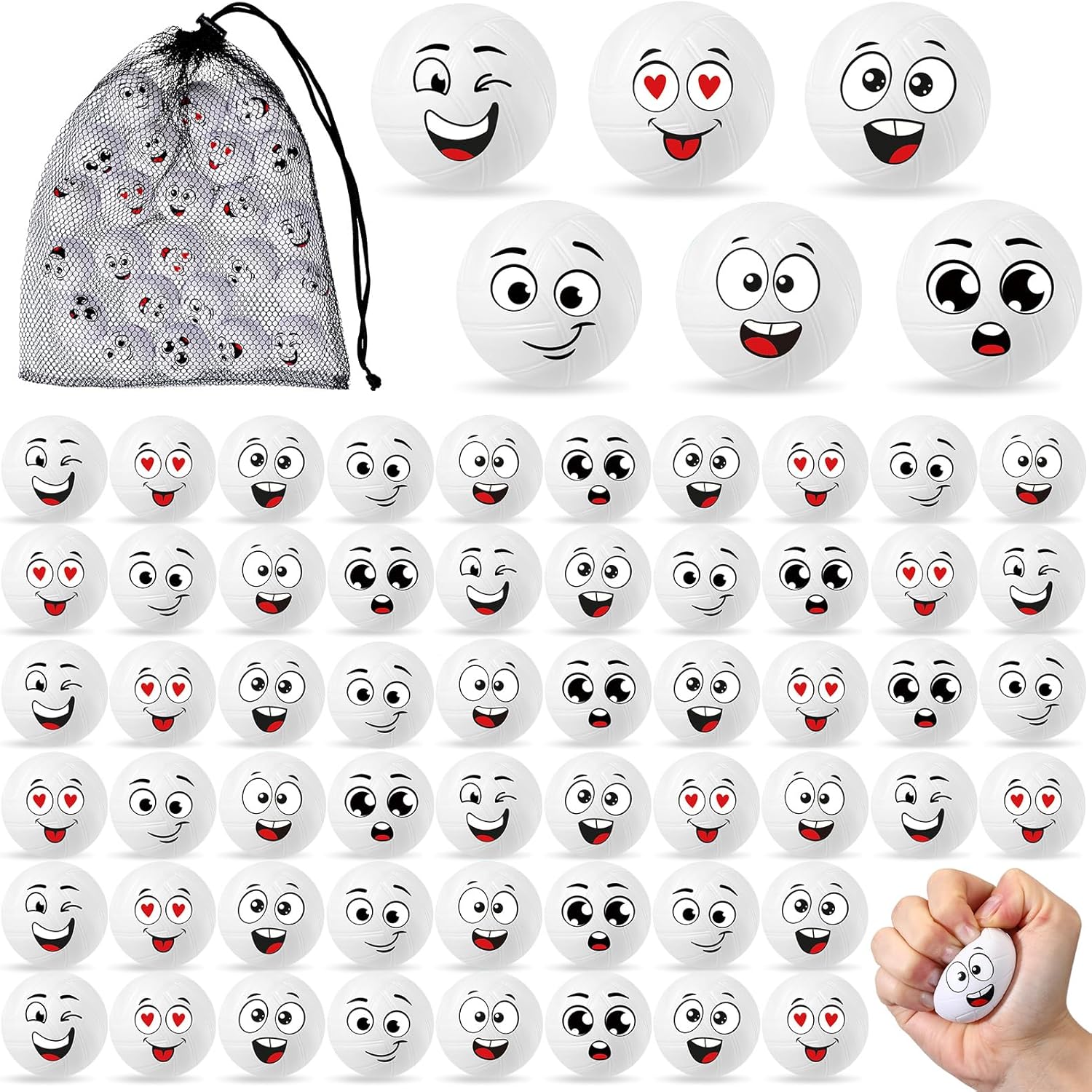 Shappy 100 Pcs Mini Volleyball Stress Balls Foam Sports Balls Squeeze Anxiety with Emotion 1.57 Inch Volleyball Toys with Drawstring Bag for Children Stress Relief Party Favor Games Toys