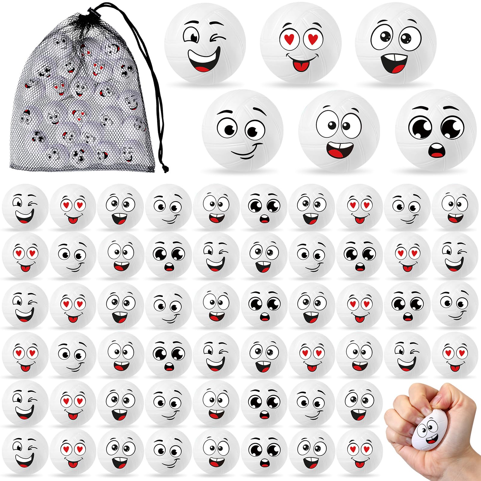Shappy 24 Pcs Mini Volleyball Stress Balls Foam Sports Balls Squeeze Anxiety with Emotion 1.57 Inch Volleyball Toys with Drawstring Bag for Children Stress Relief Party Favor Games Toys