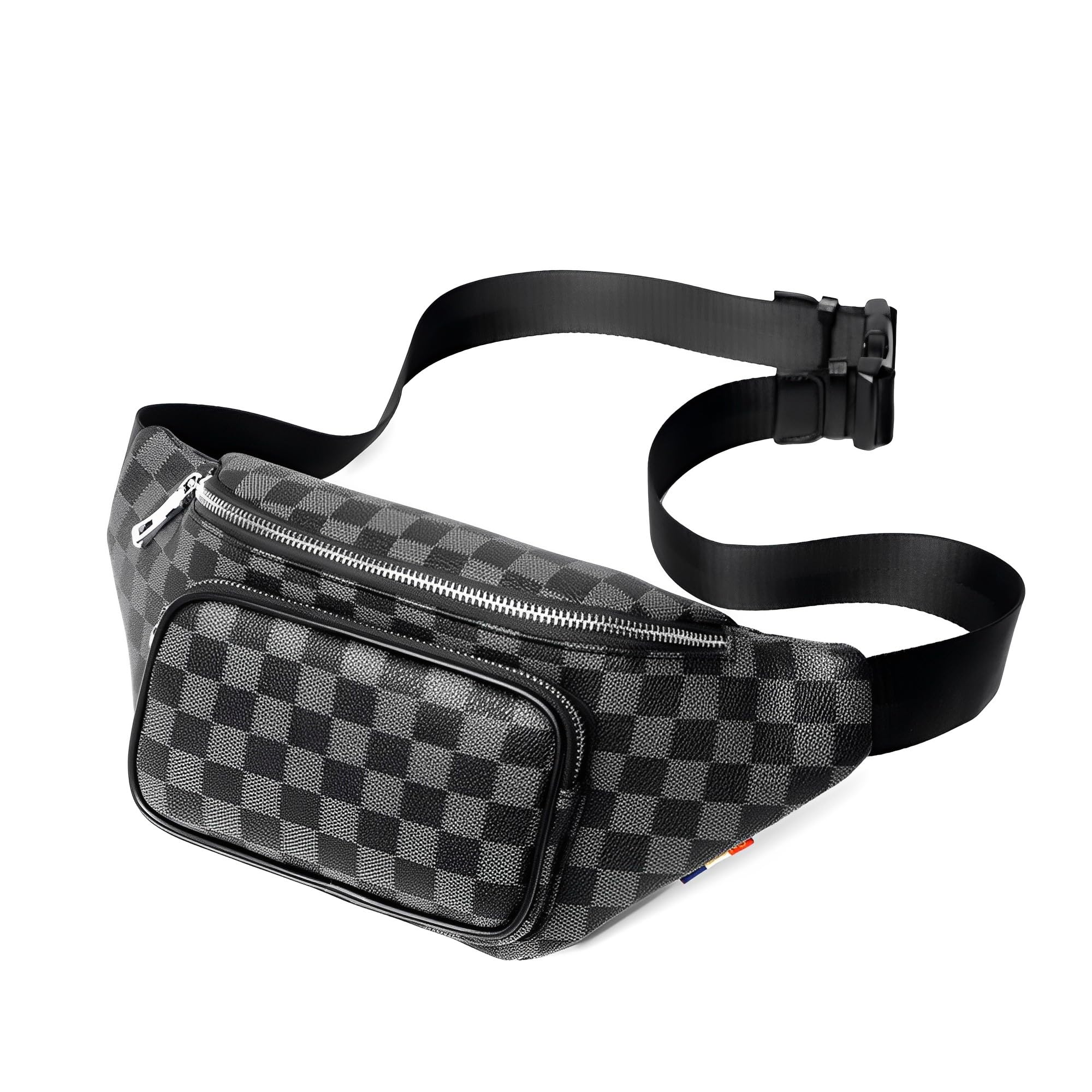 Skycare Crossbody Fanny Pack with Zippered Pockets - Hands-Free Wallet and Phone Holder for Sports, Exercise, Travel, Running, and Casual Wear (Black-9)