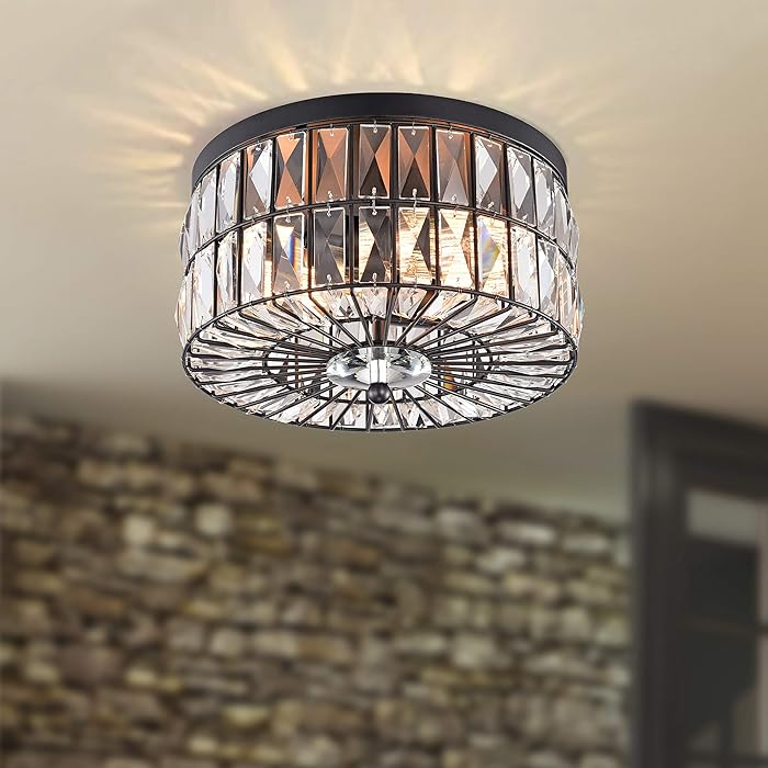 Buy 2 Light Modern Glam Crystal Flush Mount Chandelier Ceiling Light