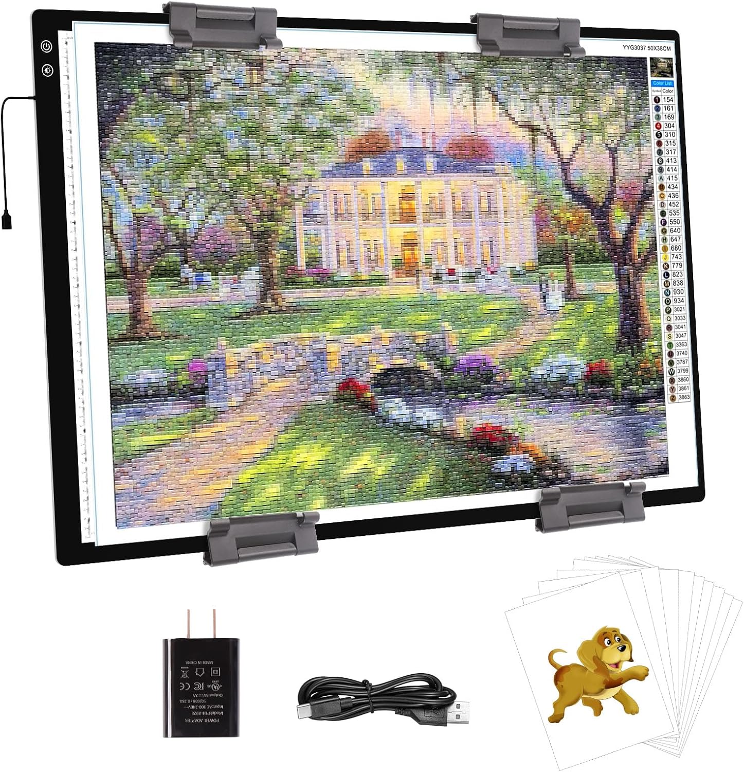 PICOVISTA A1 Large Light Pad for Diamond Painting,LED Tracing Light Box with 3 Color Modes and Adjustable Brightness,Battery Powered Oversize Light Table for Weeding Vinyl,Drawing,Sketching,Artists A1-Rechargeable-Black