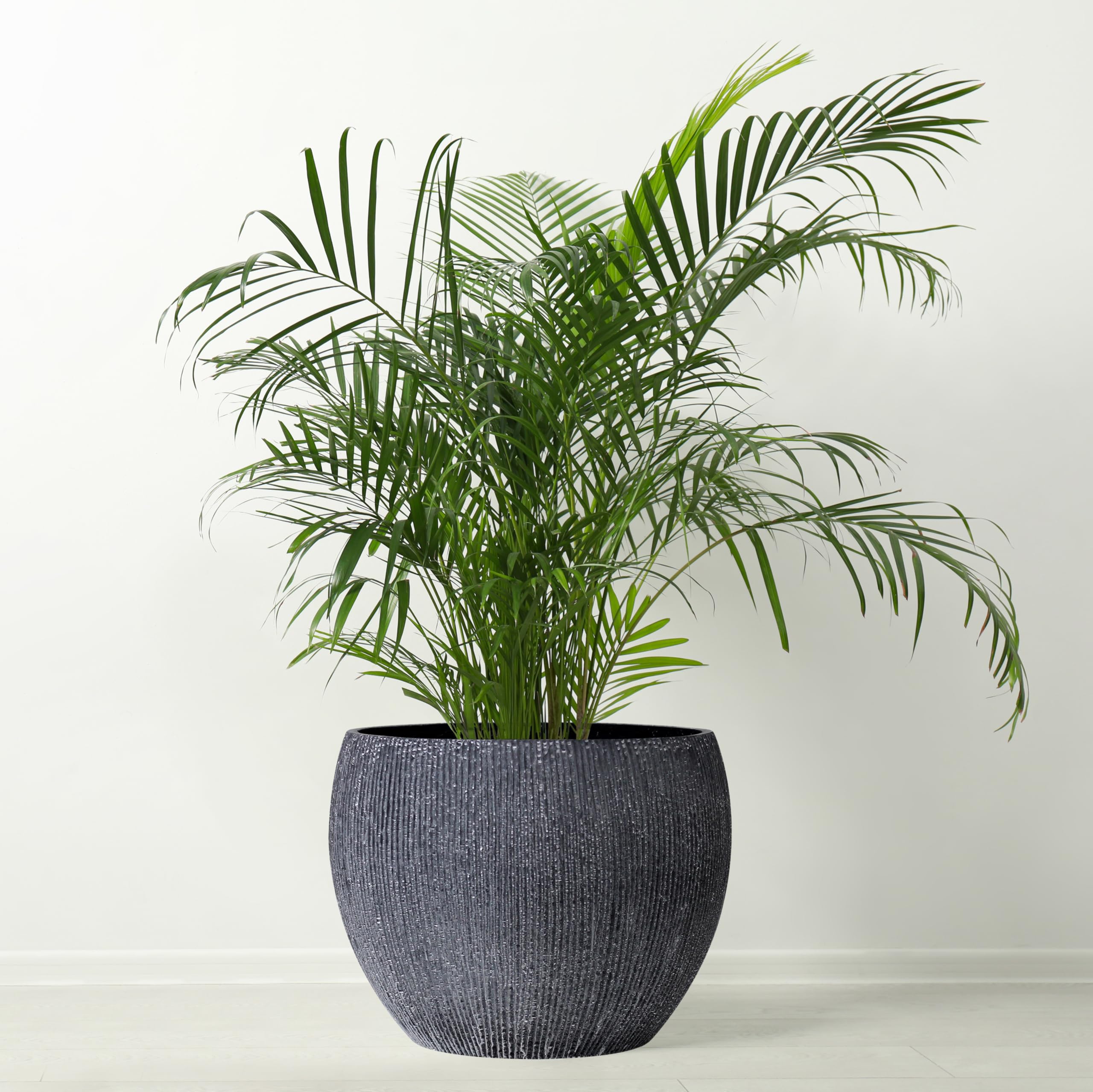 Olly & Rose Maceta Extra Grande – Maceta de jardín de carbón XL – Maceta de jardín XL con patrón Envejecido para Exteriores y macetas Grandes para Interiores – 46 cm