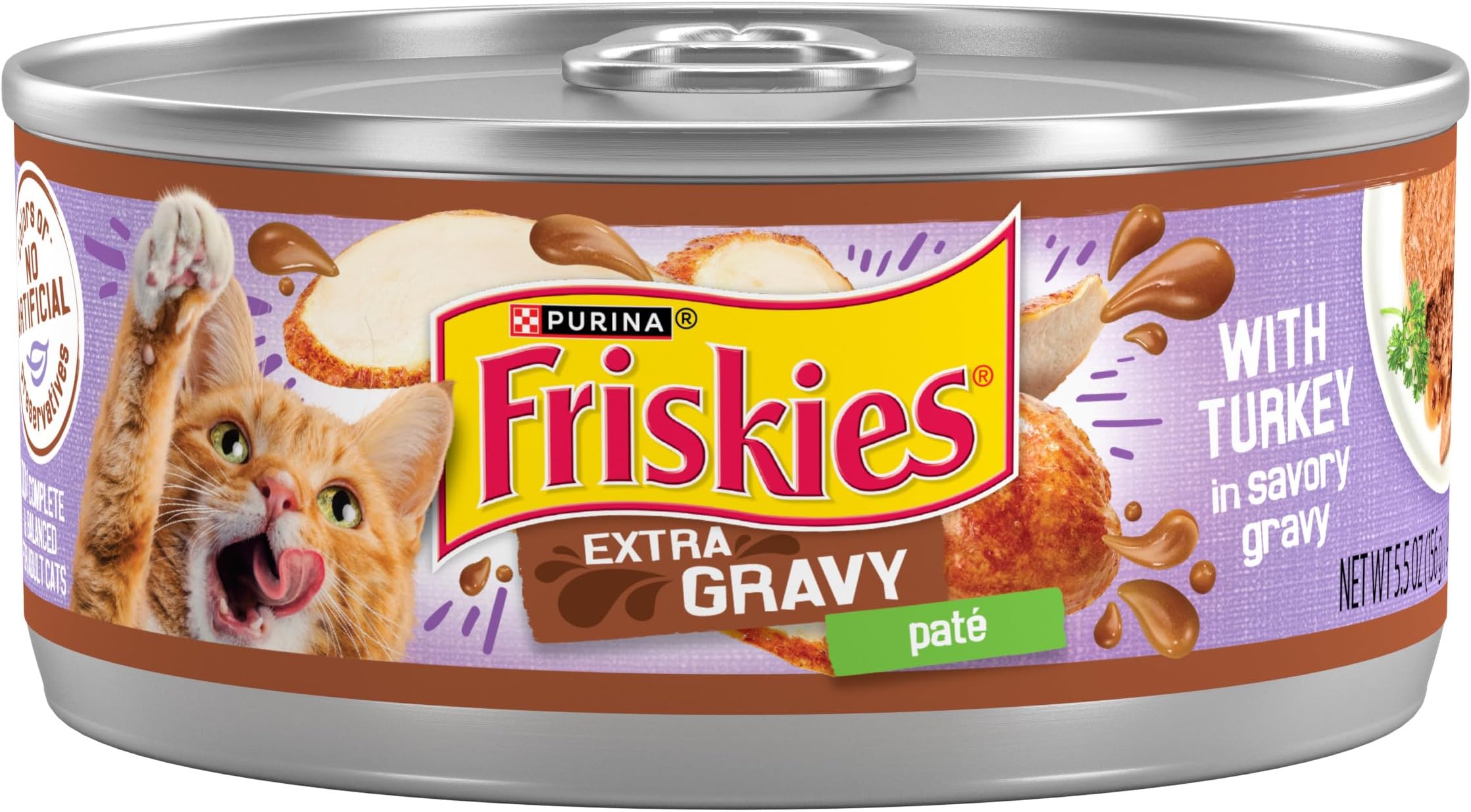 Purina Friskies Wet Cat Food Pate with Turkey in Savory Gravy - (Pack of 24) 5.5 oz. Cans