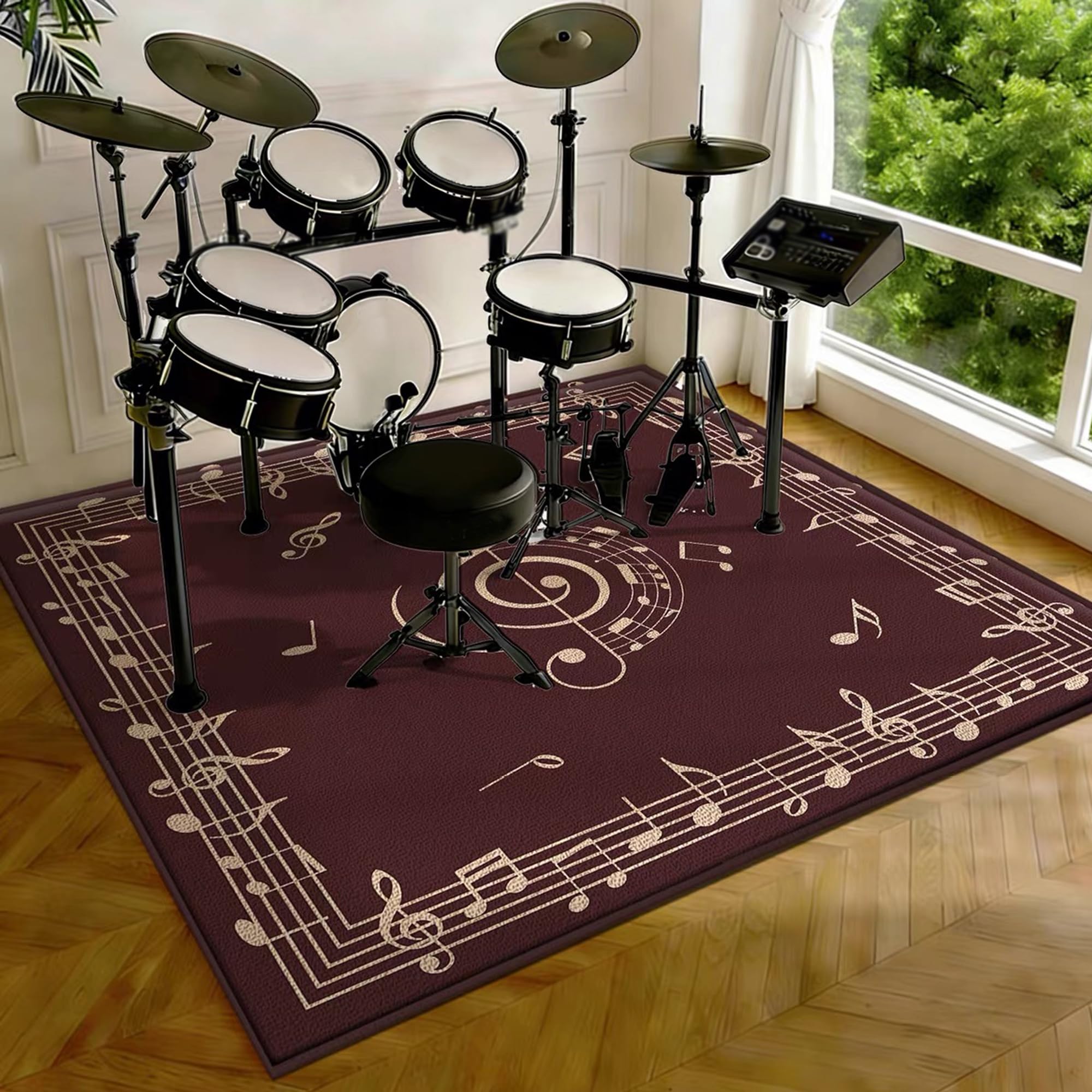 Drumming Drum Rugs, Drum Mat Drum Rug Non Slip Soundproof Mats, 140 x 100 cm Drum Carpet for Drummers Outdoor, Electronic Drum Set Practice Music Rug, Floor Protection Pad for Splash Cymbal Stands