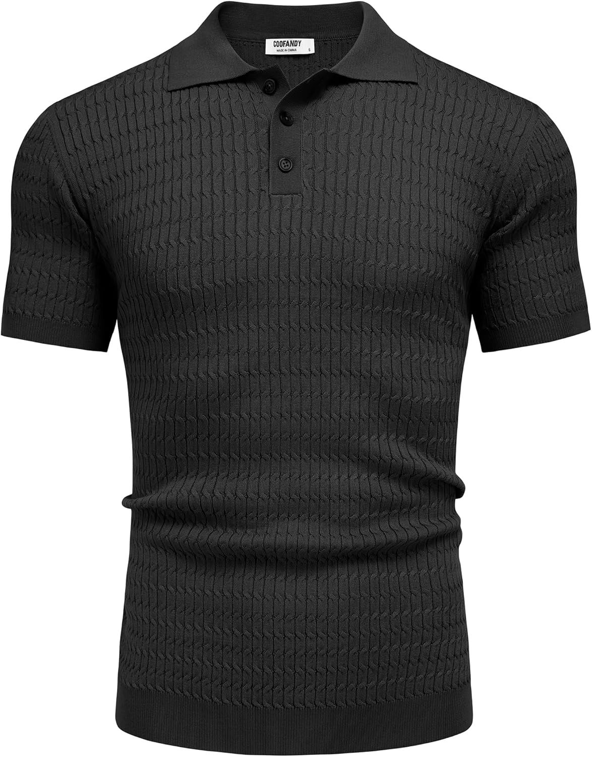 COOFANDY Mens Knit Polo Shirt Short Sleeve Vintage Textured Casual Golf Shirts Summer Beach Top - Image 4