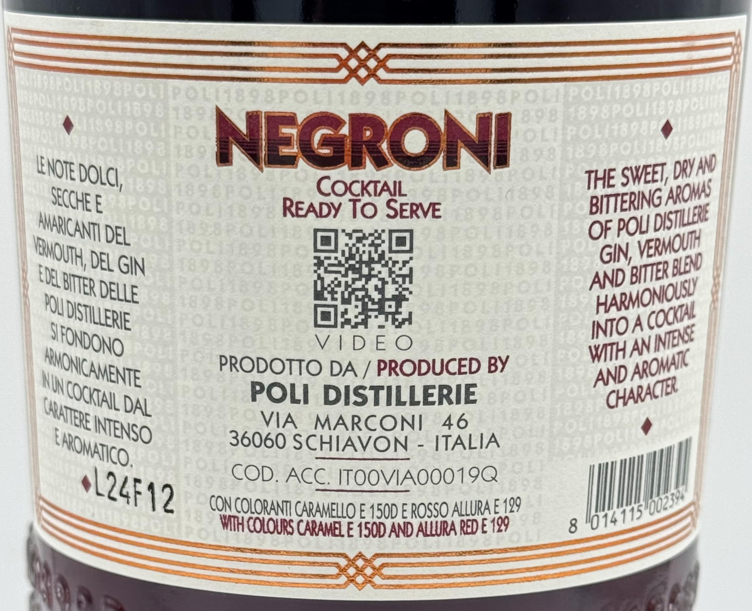 Poli, Negroni Cocktail - 700 ml