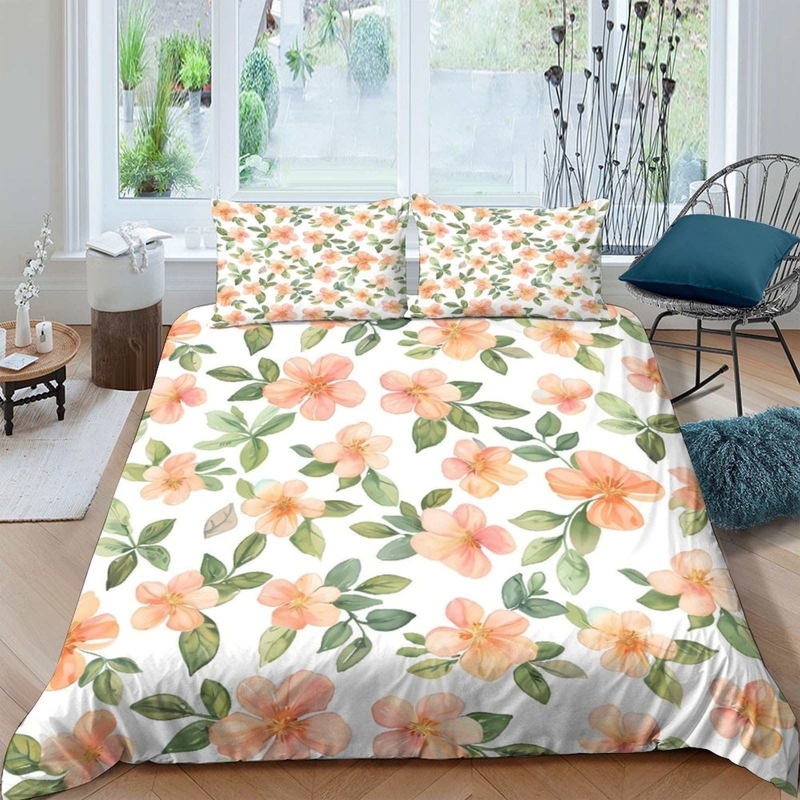 Linge de lit floral ultra-doux et respirant en microfibre aquarelle 3D