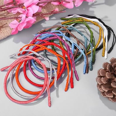 Tibetan Colorful Rope Knot String Handmade Braided Adjustable Bracelet Lucky Protection Friendship Couple Bracelets for Men Women Buddhist Amulet Knitted Jewelry