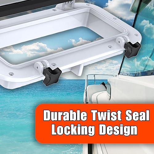 Miniatura 7 de SEAFLO Ventana rectangular para ojo de buey con plástico ABS y vidrio tintado, 16 x 8 pulgadas (blanco)