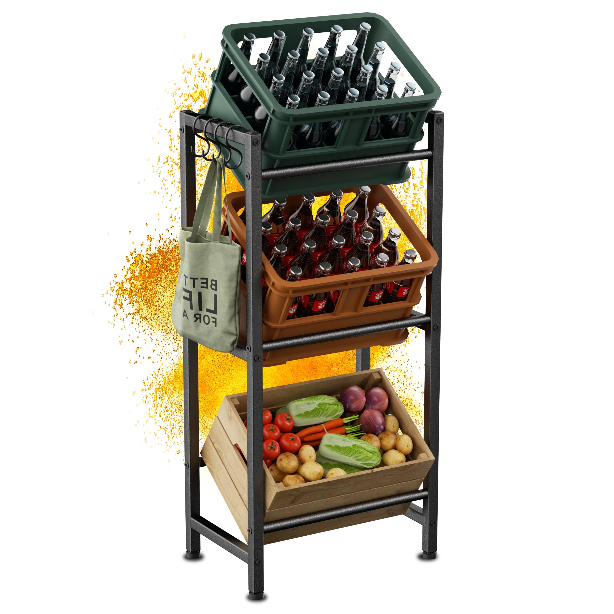 HFHOME Stabil Metall Kistenregal für Bier, Obst, Gemüse
