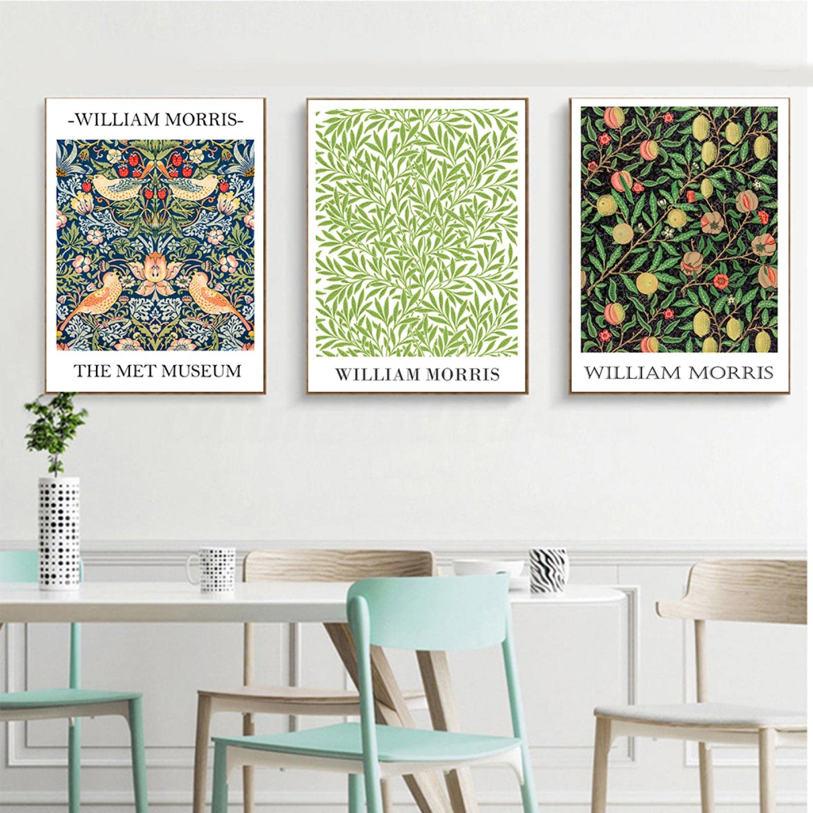 Dittelle William Morris Stampa su Tela Victoria and Albert Museum Exhibition Poster London Underground Art Nouveau Pittura Decorazione Della Parete 60x80 cm-3 Pezzi Senza Cornice