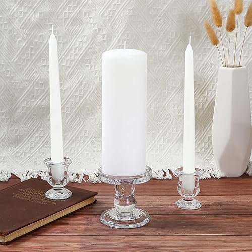 Miniatura 4 de Unity - Portavelas de cristal para vela de pilar y vela cónica, juego de 3 portavelas transparente Unity, soporte decorativo para velas de cristal