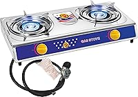 Vivicreate 2-Burner Propane Camping Stove with Auto Ignition, Stainless Steel Portable Gas Cooktop, Regulator & Hose Included
