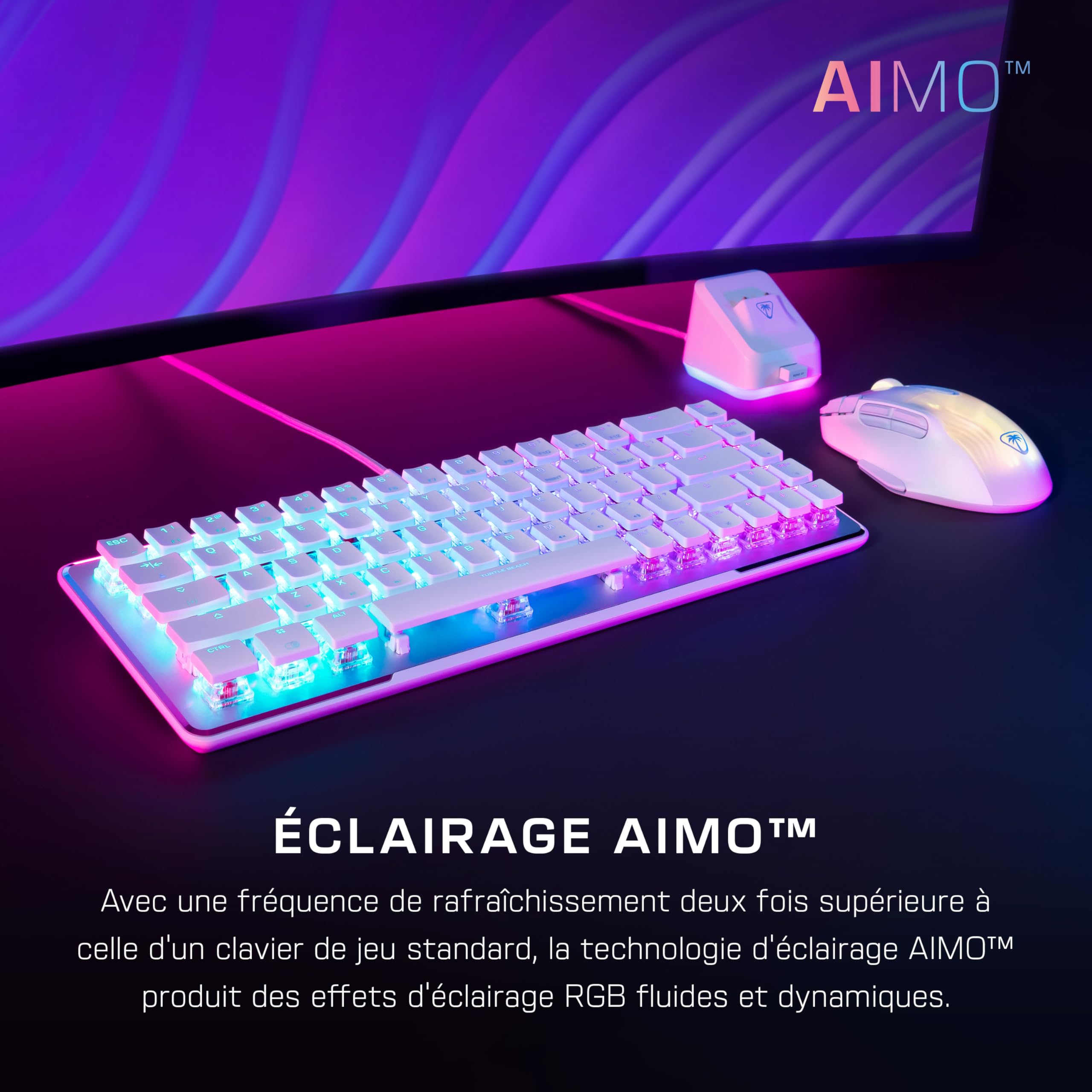 Turtle Beach Vulcan II Mini – Clavier Gaming Optique 65% avec éclairage RGB Personnalisable, Technologie de Duplication de Boutons, Plaque en Aluminium - Blanc
