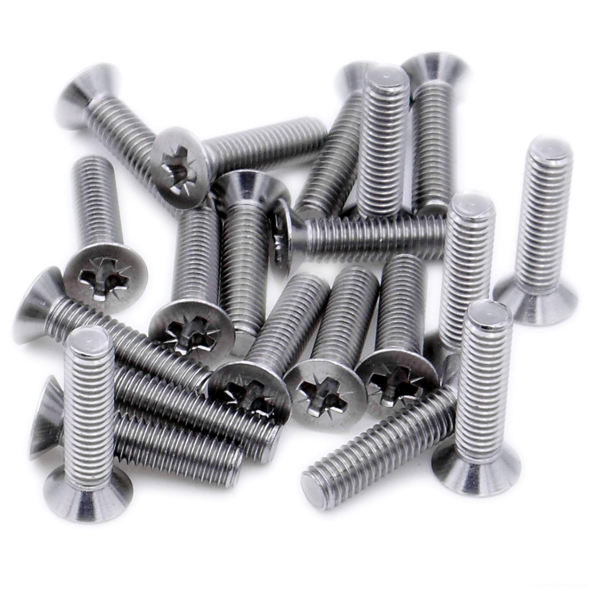 Singularity Supplies M6 (6Mm X 10Mm) Pozi Countersunk Machine Screw (Bolt) - Stainless Steel (A2) (Pack Of 20)