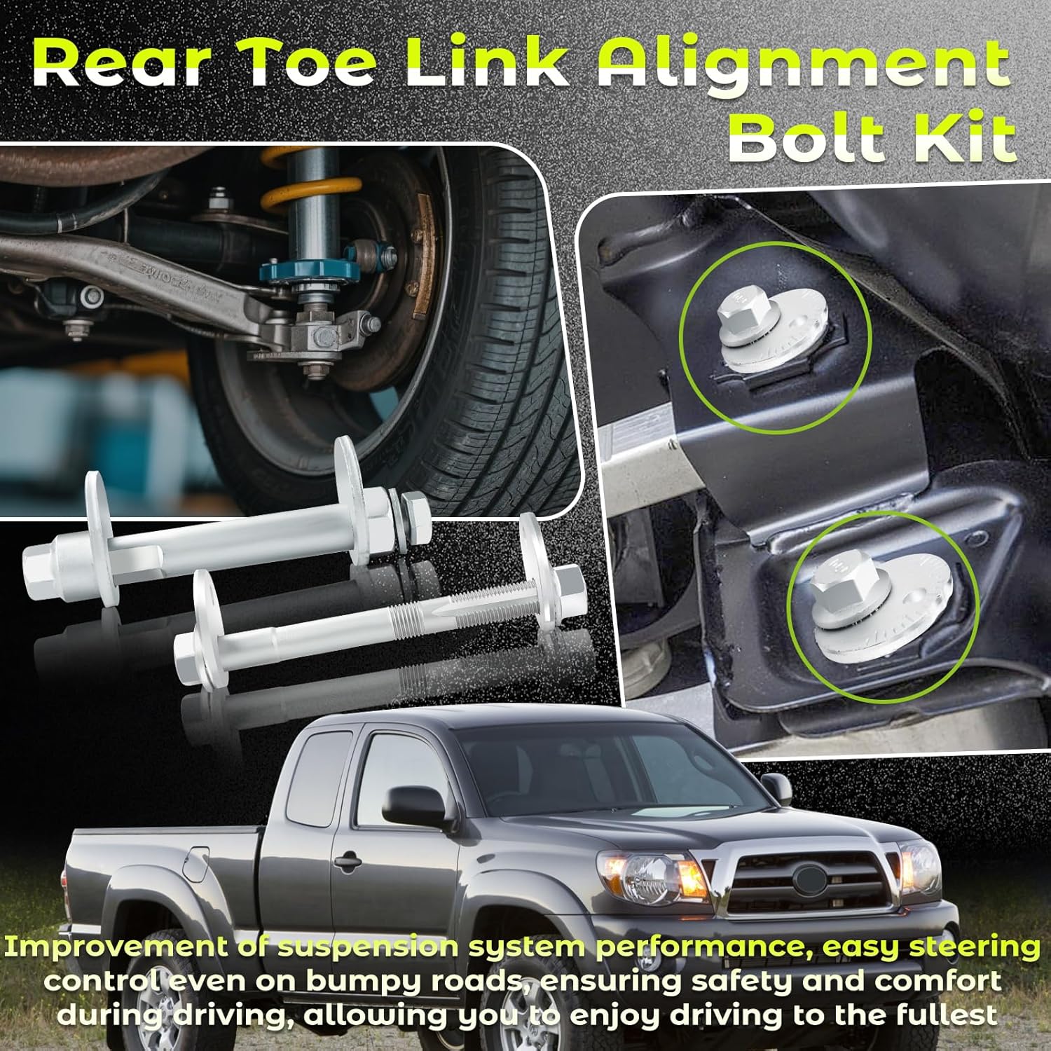 48409-60020 48190-60020 Lower Control Arm Cam Bolts Kit, Front Alignment Camber Toe Adjustment Bolts Compatible with 2003-2009 Toyota 4Runner; 2007-2010 FJ Cruiser and 2005-2016 Tacoma