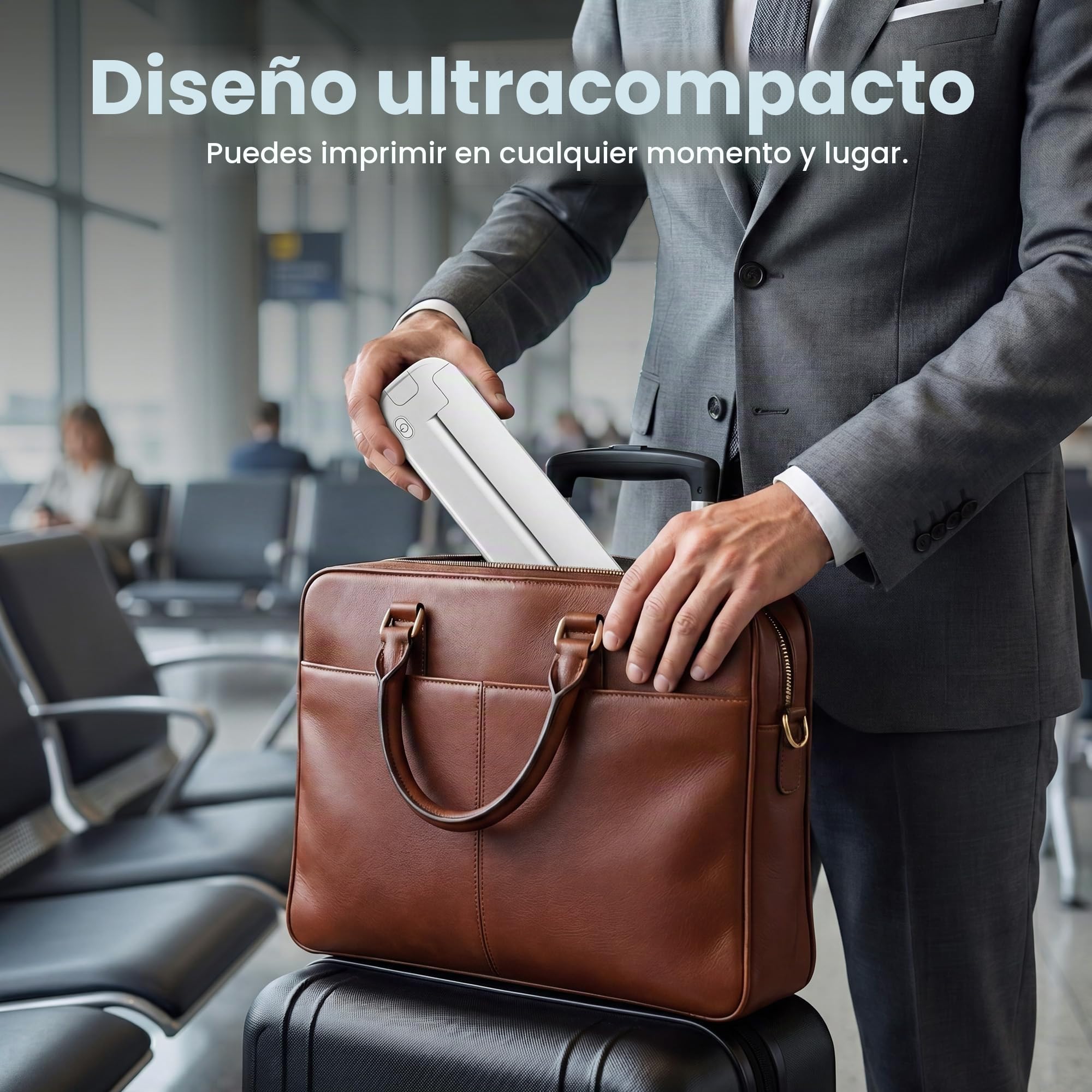 Impresora Portátil, Impresora Térmica Bluetooth de Viaje, Compatible con iPhone Android y PC, para Teletrabajo, Coche, Plantillas Tatuajes, Blanco
