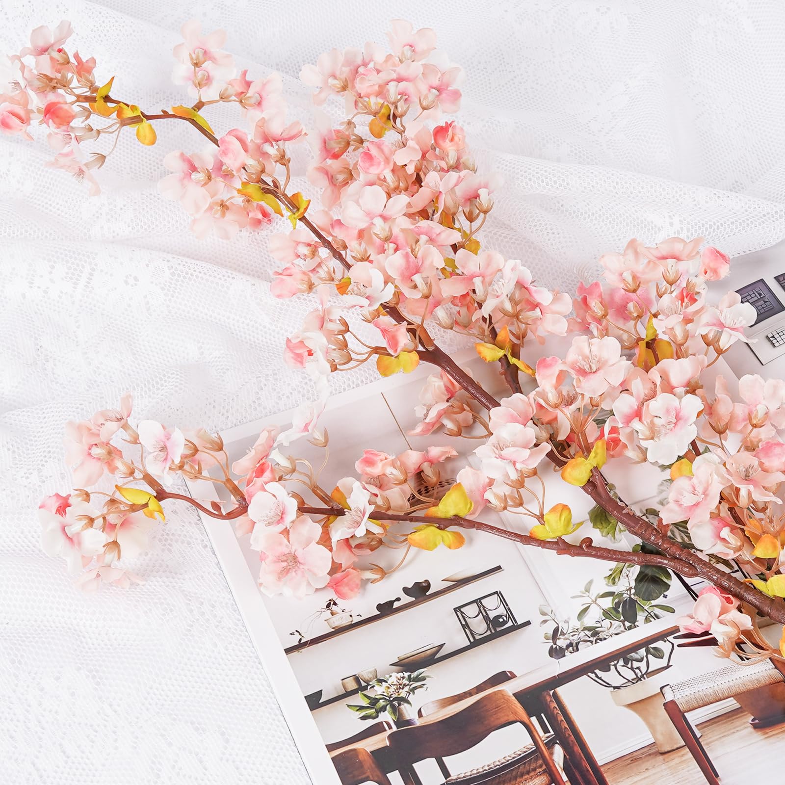Amazon｜YOUNGLEAVES 桜の枝 ピンク 39.5インチ 人工桜 シルク桜 長い