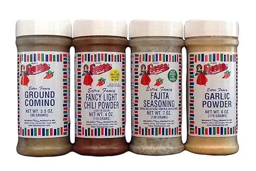 Bolner's Fiesta Extra Fancy tradicional mexicano cocina de temporada 4 sabor variedad (1) Fajita temporada, (1) Comino (Cumin), (1) polvo de Chili