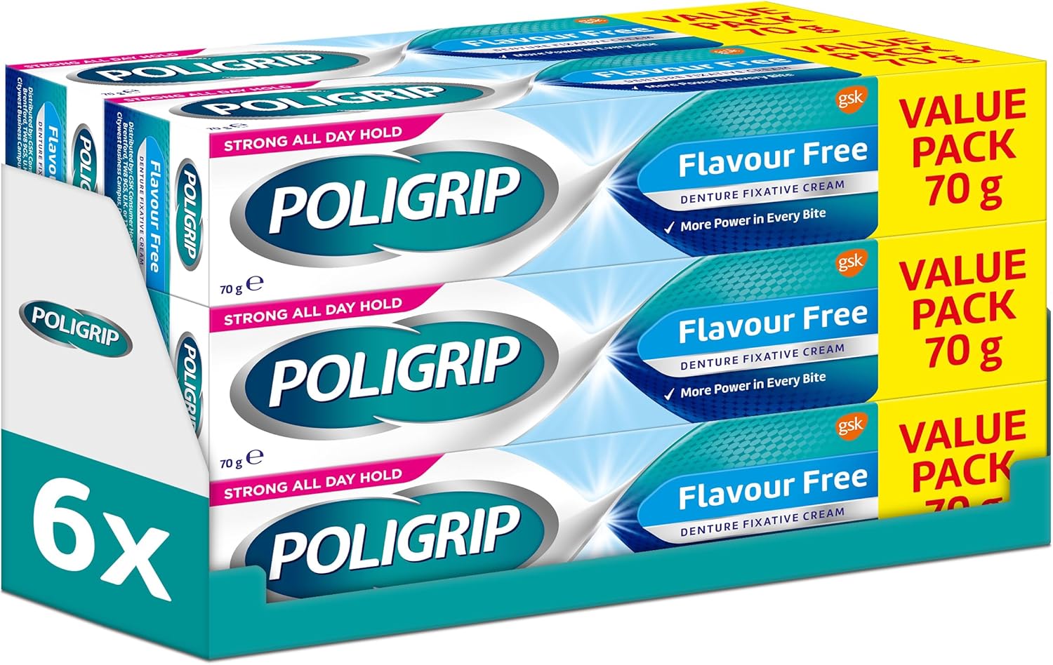 Poligrip Denture Adhesive, Fixative Cream to Secure Dentures, False