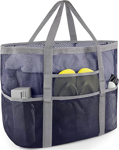 SRISE Mesh Beach Bag - Large Beach Tote Bag for Family Beach Bag for Toys & Vacation Essentials