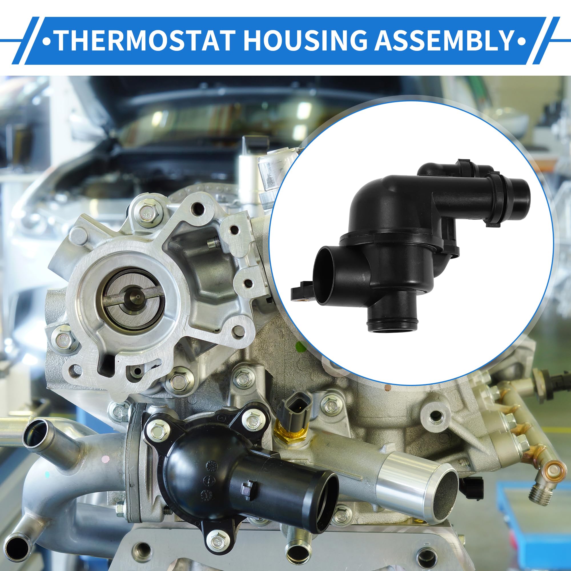 1 Pc Termostato Auto per Land Rover Freelander 2002-2005 2.5L V6 Plastica Resistente Nera Assemblaggio Alloggiamento Termostato Motore Interno