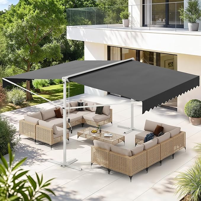 Amazon.com : AECOJOY Free Standing Retractable Awning, 10'x10' Dual ...