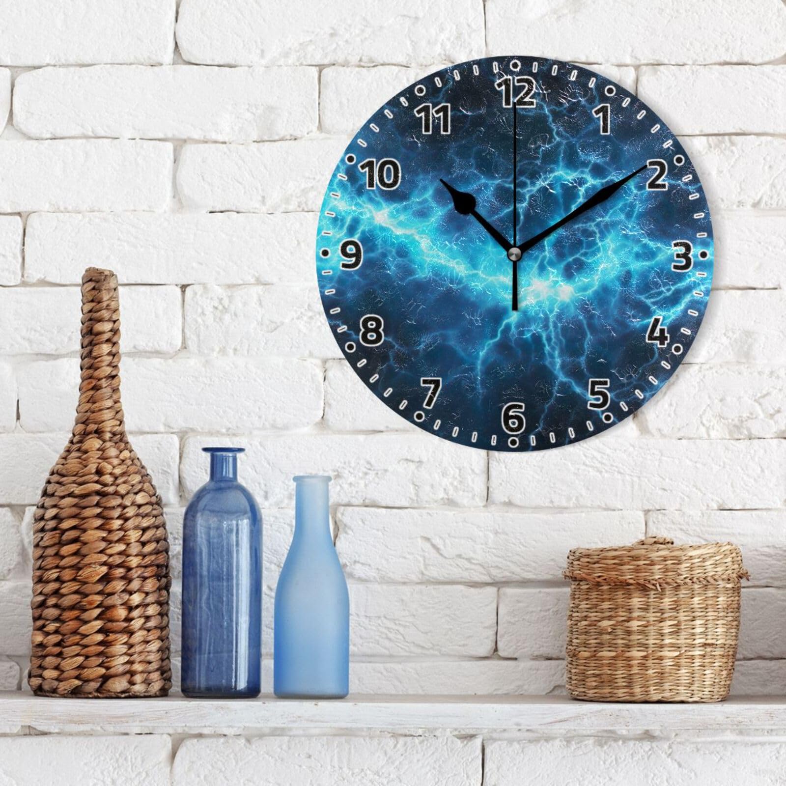 Amazon.com: WELLDAY Wall Clock Non Ticking 10 Inch - Blue