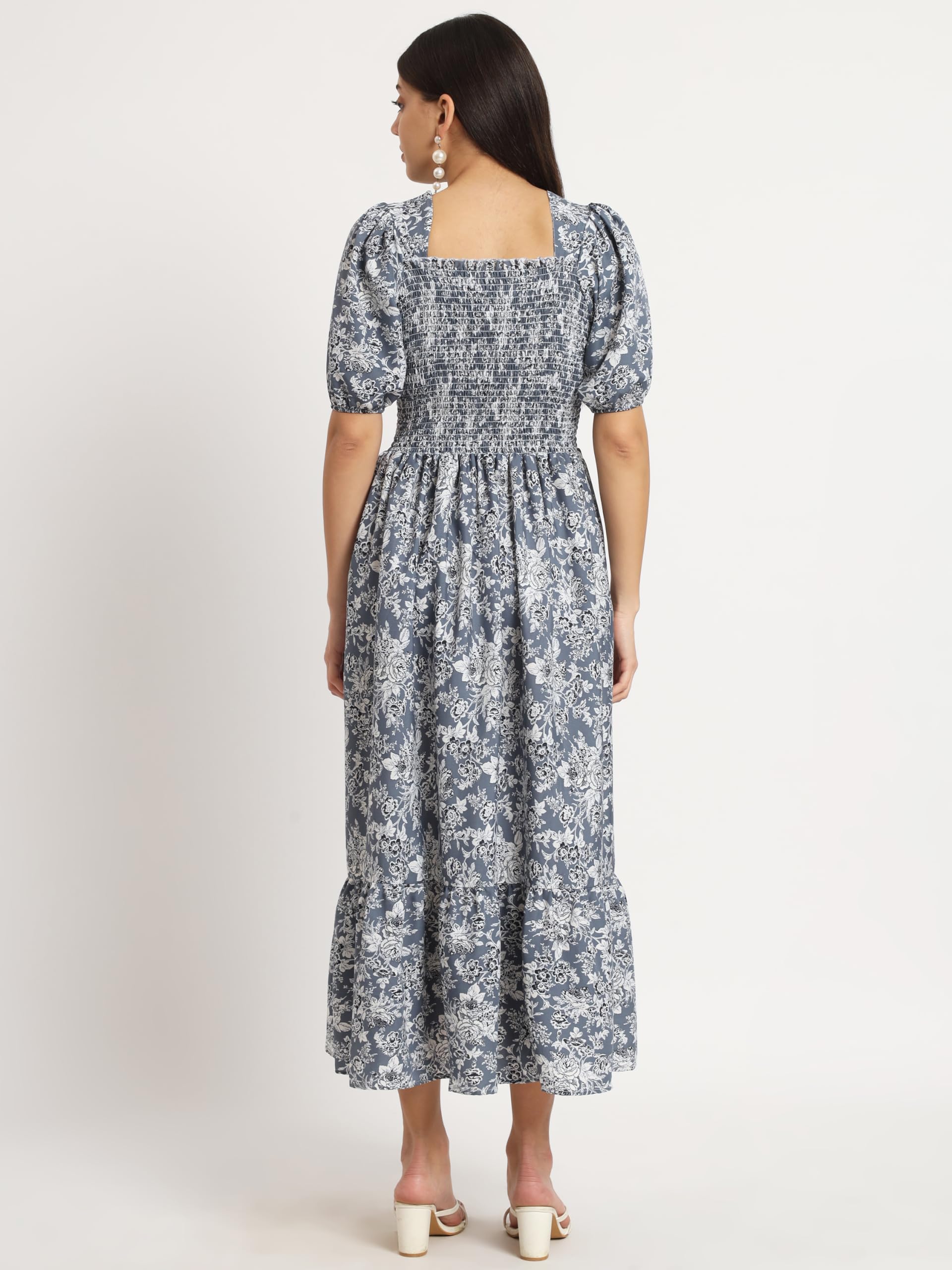 Kzully | Smocked A-Line Midi Dress - Elevate Your Style With Supreme Comfort