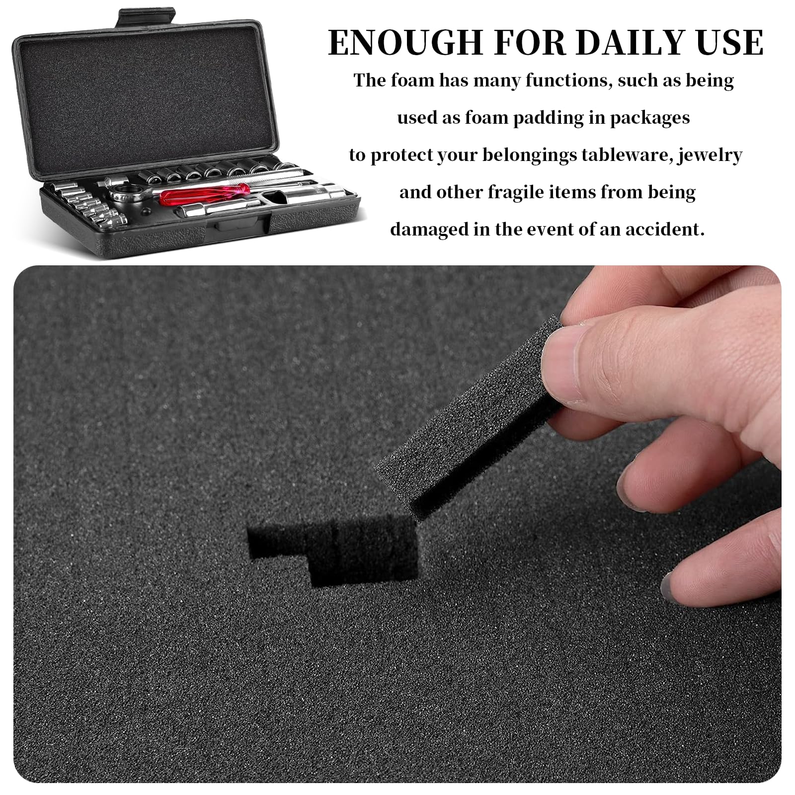 Schiuma a cubetti, 4 pezzi, 40 x 30 x 5 cm, inserto in schiuma per attrezzi, valigetta per fotocamera, inserto per tablet