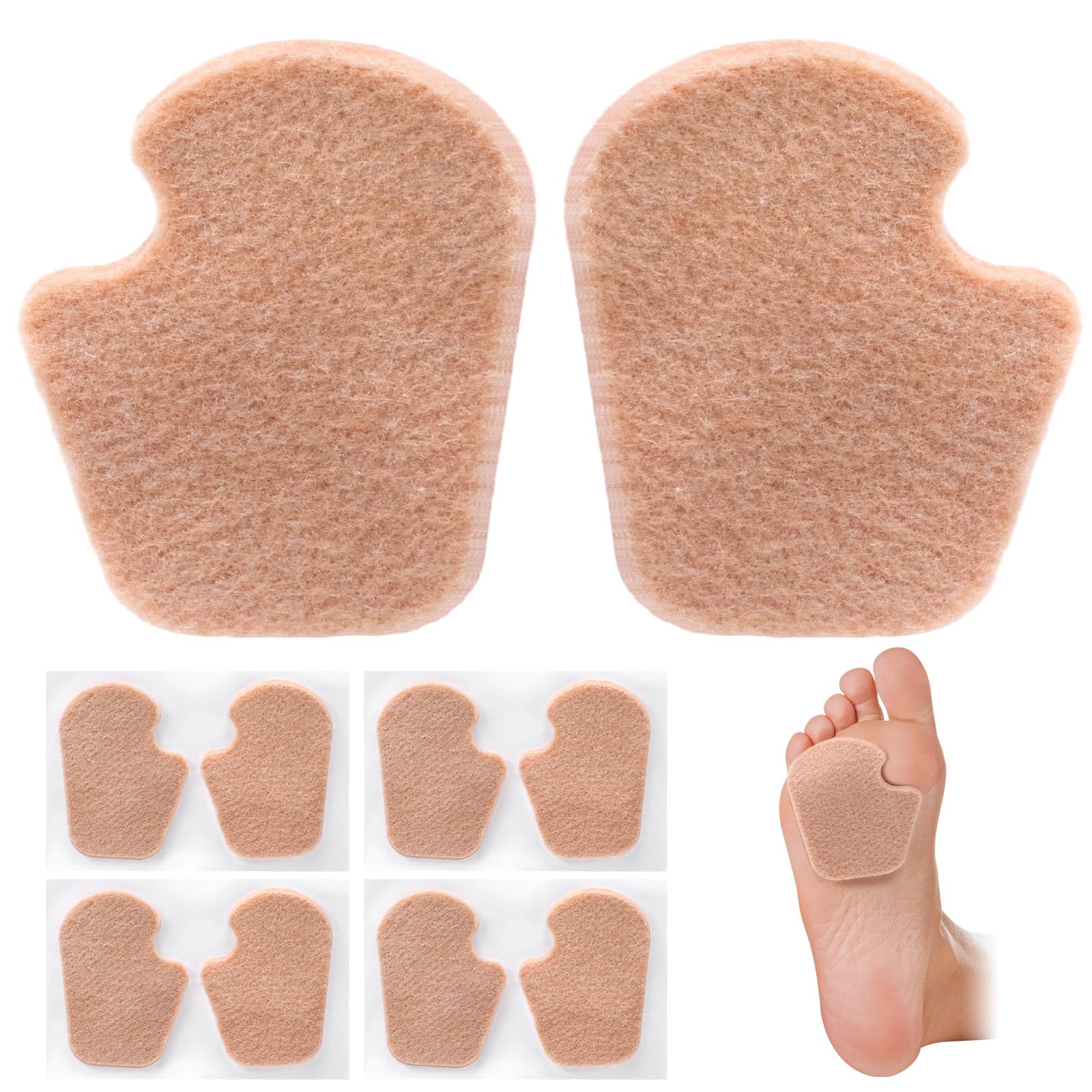 Cutecrop 4 Pairs Dancers Pads for Ball of Feet Pain 1/4" Thick Felt Foot Cushions Sesamoiditis Pads Self Adhesive Foot Cushion for Men Women Dancing