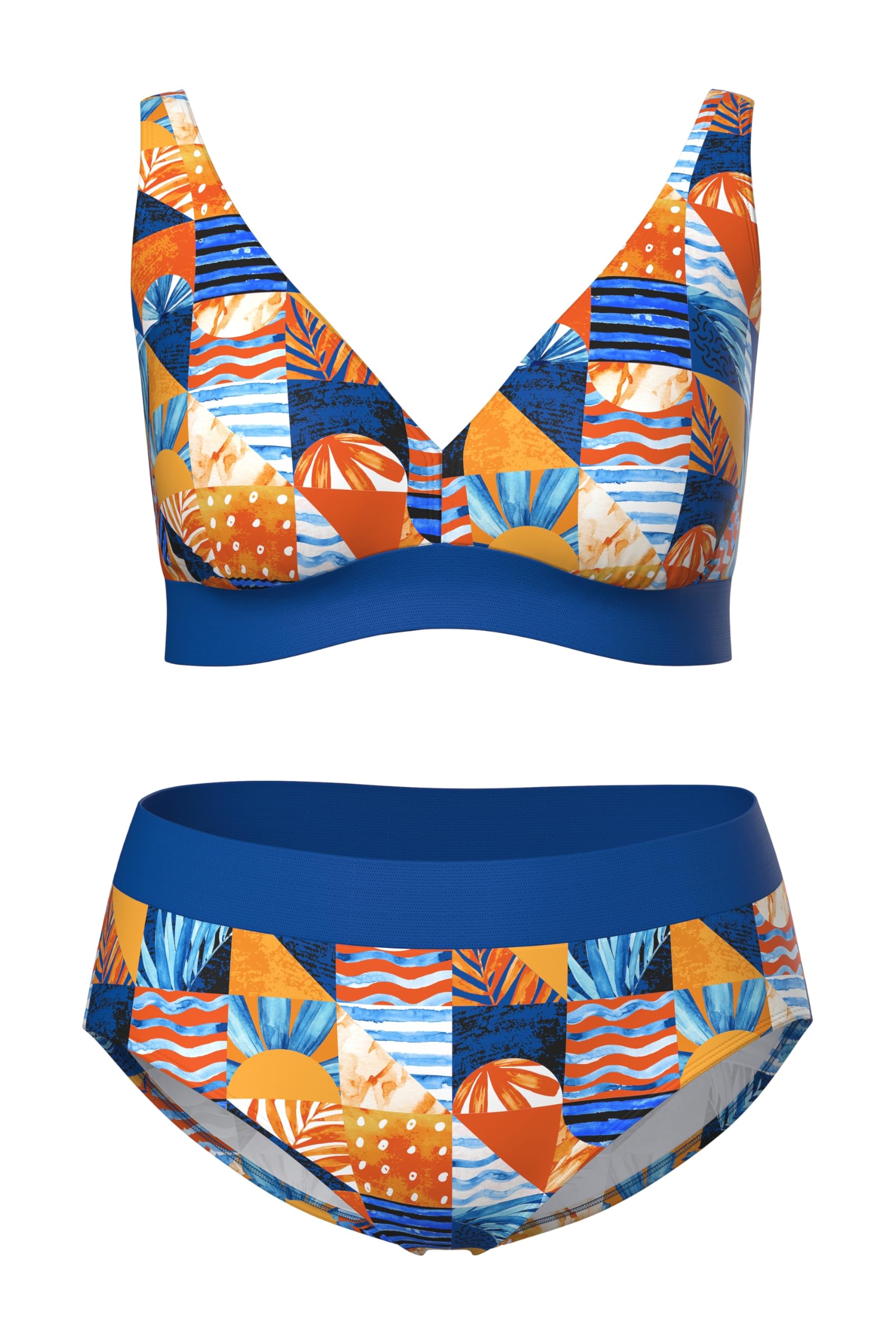 Ulla Popken Bikini, Karomuster, Softcups, Träger Verstellbar Bikini, Motivo a Quadri, Coppe morbide, Spalline Regolabili Donna