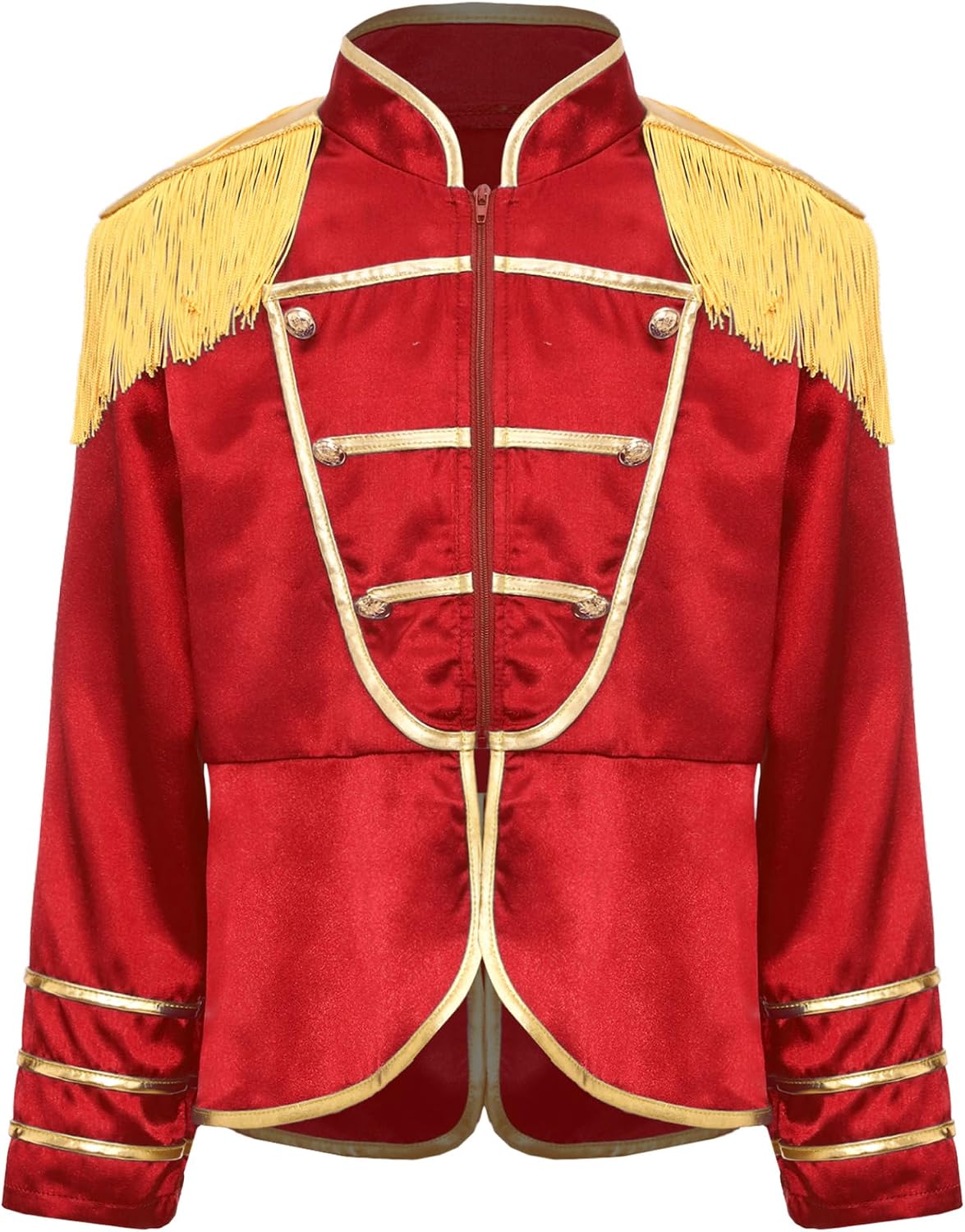 Girls Boys Honor Guard Uniform Jacket Long Sleeve Tassel Coat Drum Major Jackets Outwear Carnival Red 12 Years